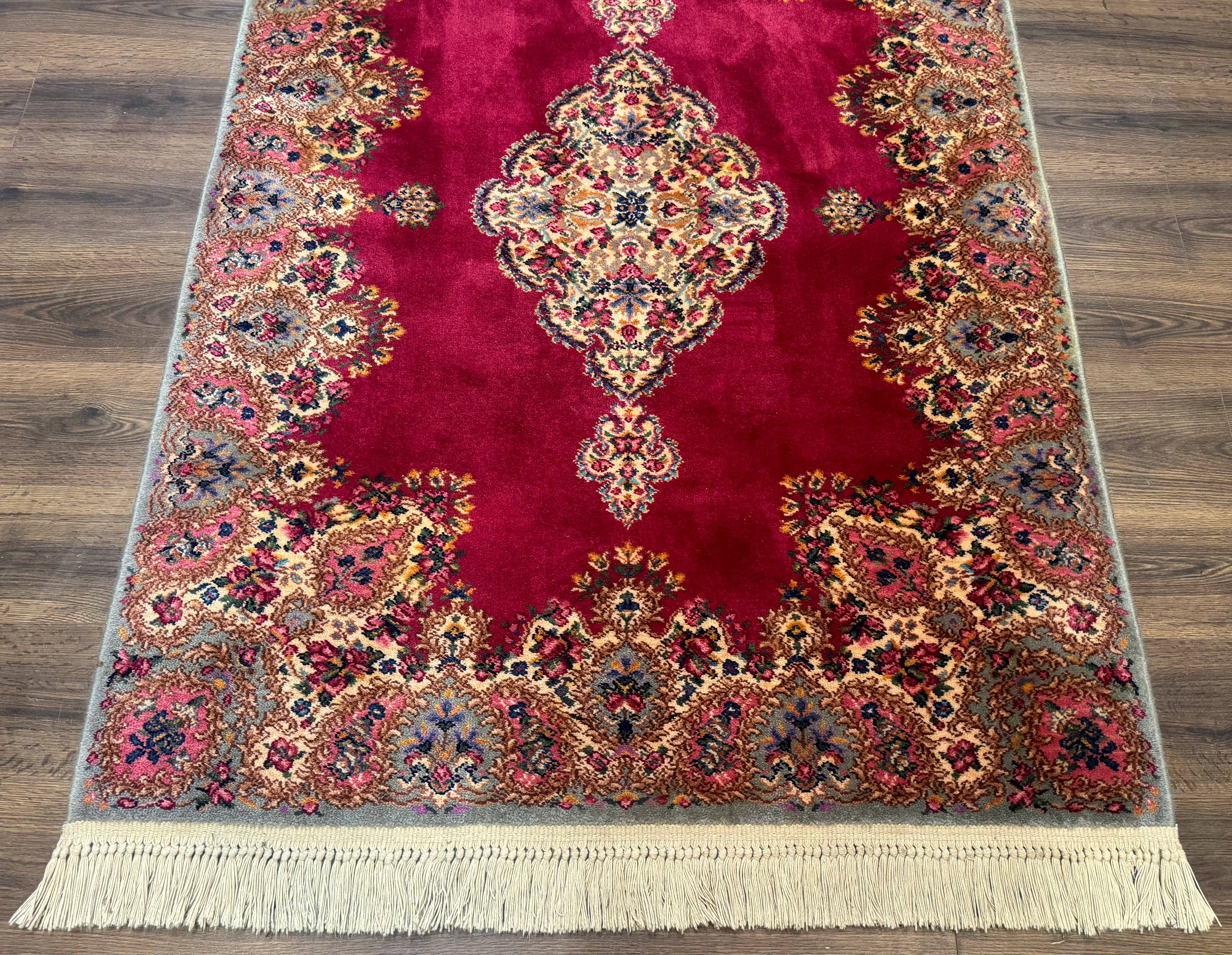 Karastan Rug 4x6 Red Medallion Kirman #762, Wool Vintage Original 700 Series - Image 5