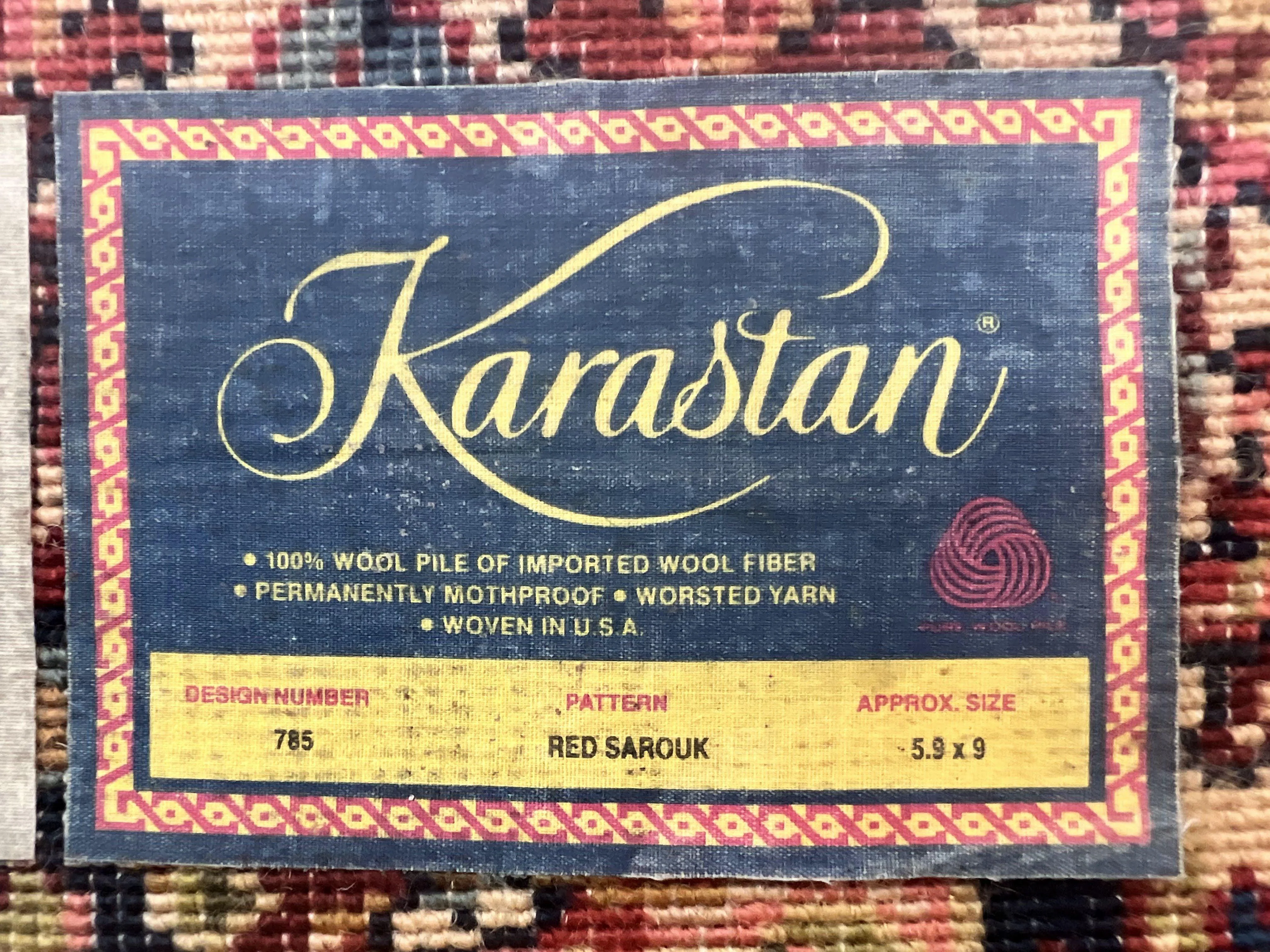 Karastan Rug 5.9 x 9 Red Sarouk #785, Wool Original 700 Series, Vintage - Image 11