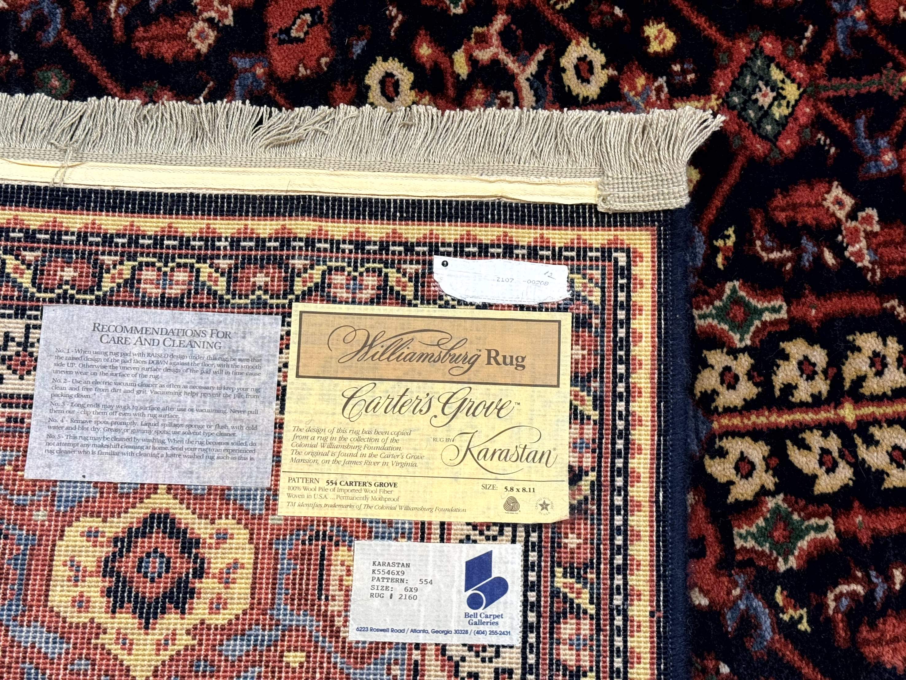 Karastan Rug 6x9 Williamsburg Collection Carters Grove #554 Wool Carpet - Image 10
