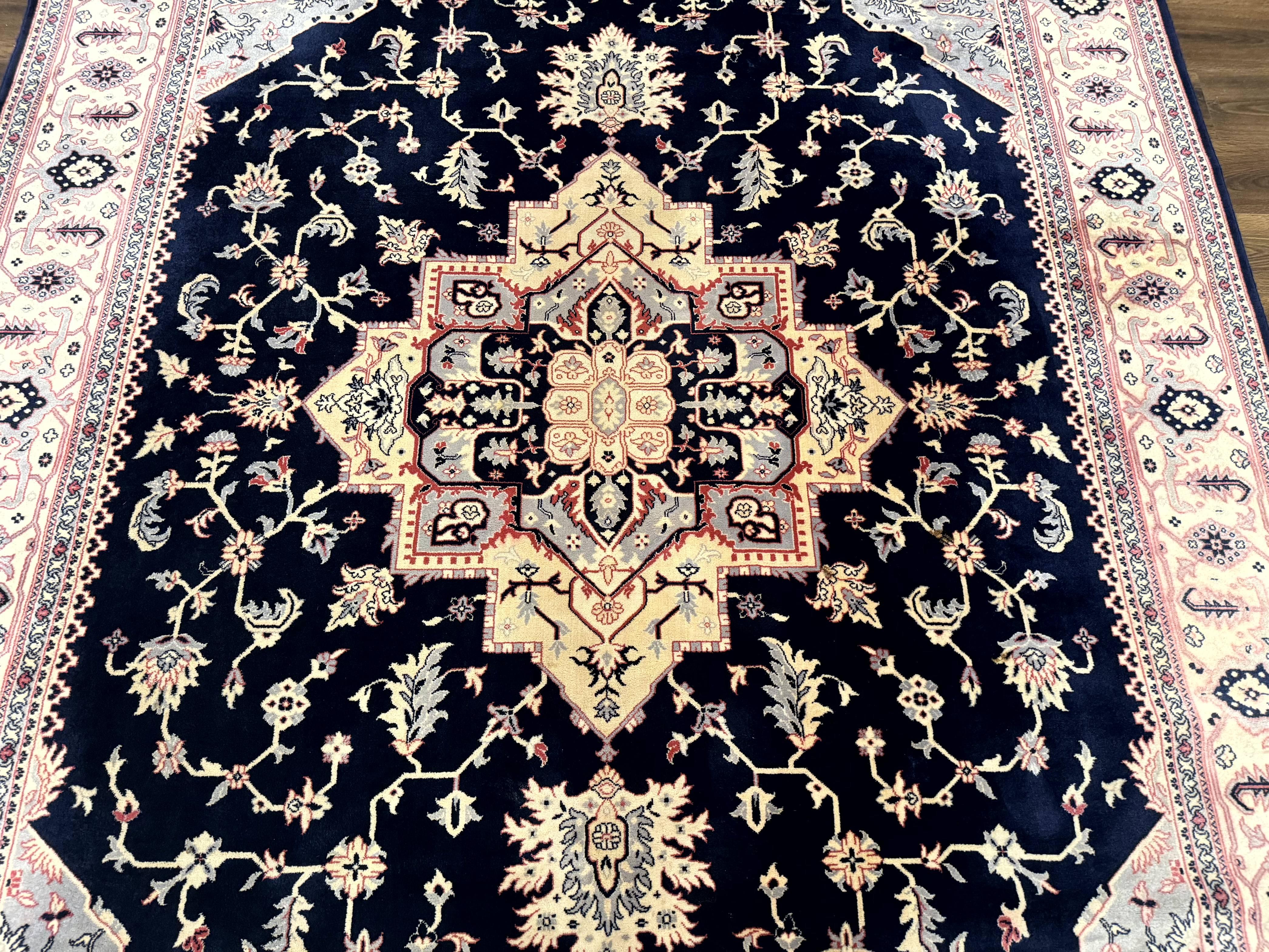 Karastan Rug 8x11 Navy Serapi, Kara Shah Rug, Navy Blue, Vintage Karastan Area Rug Wool Pile Karastan Rug - Image 4