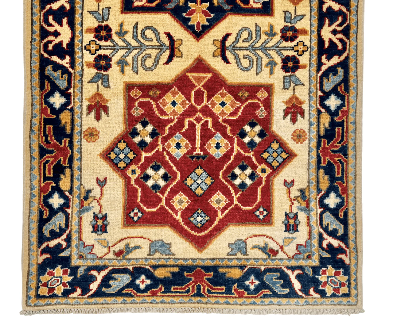 Kazak (2'10"x9'07" Runner) ivory/navy - Image 2