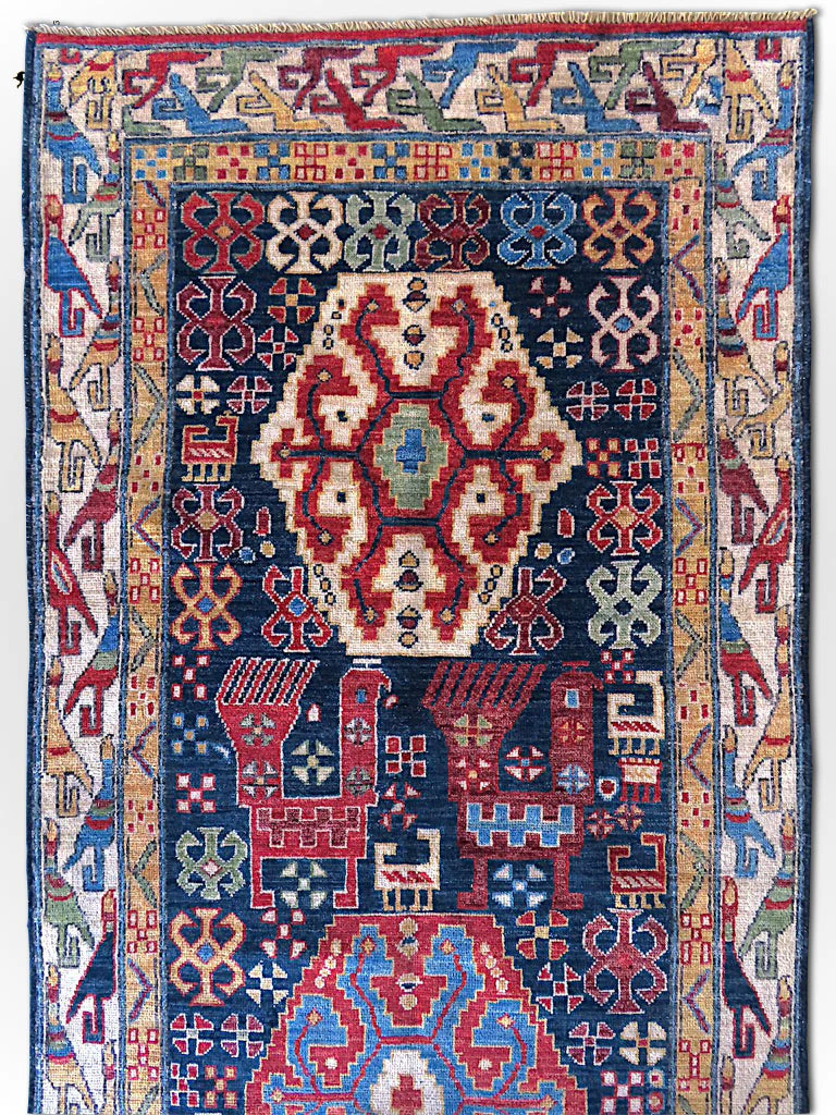 Kuba  blue/ivory 14' Runner - Image 11