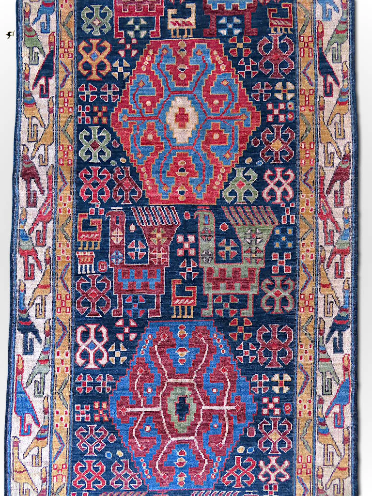 Kuba  blue/ivory 14' Runner - Image 12