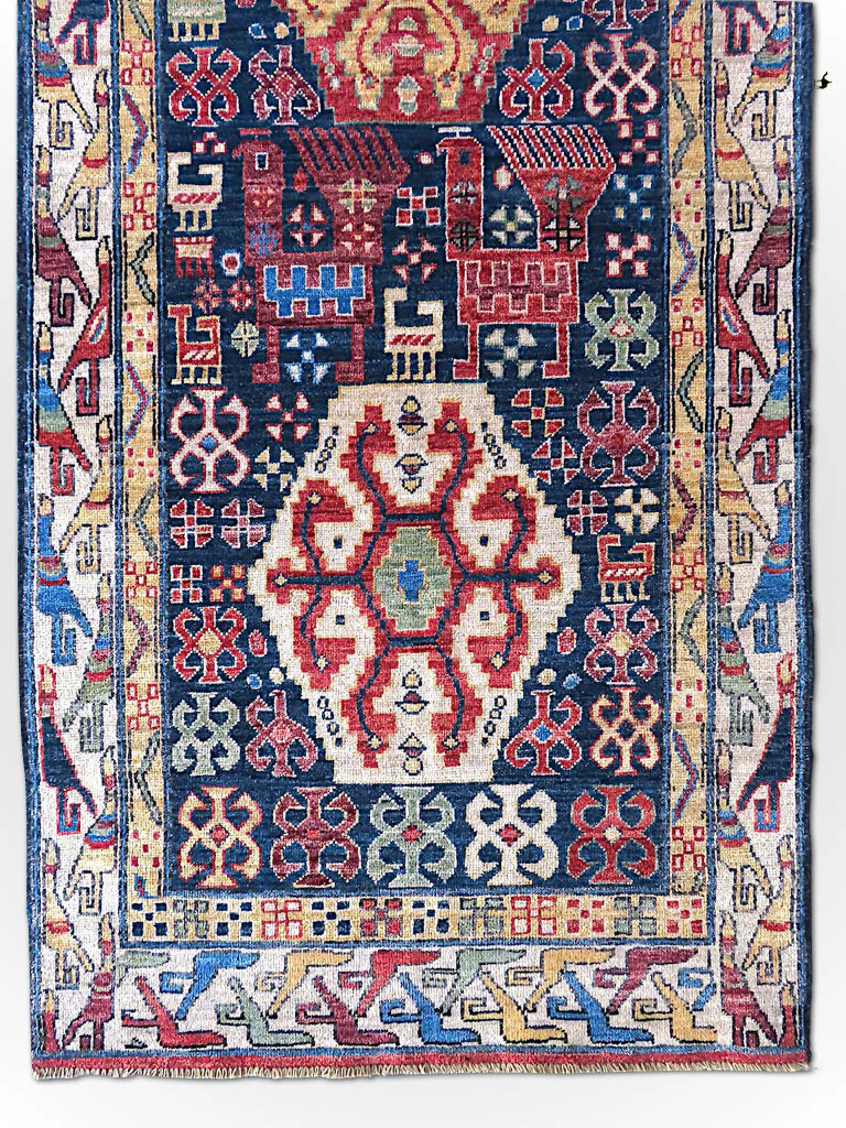 Kuba  blue/ivory 14' Runner - Image 2