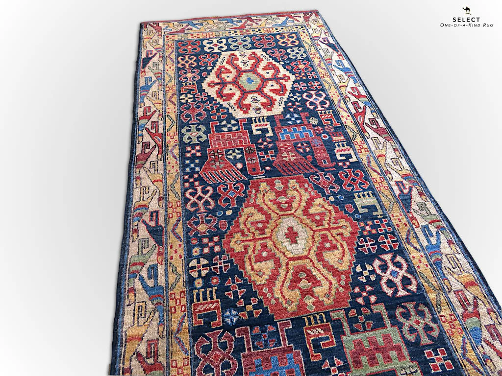 Kuba  blue/ivory 14' Runner - Image 5