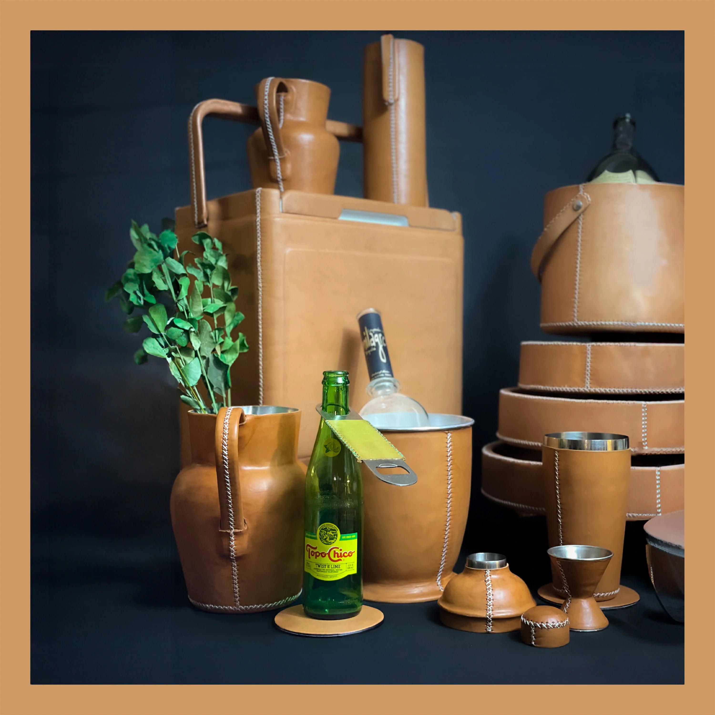La Fiesta | Tall Leather Cooler with Handle (18Q) - Image 3