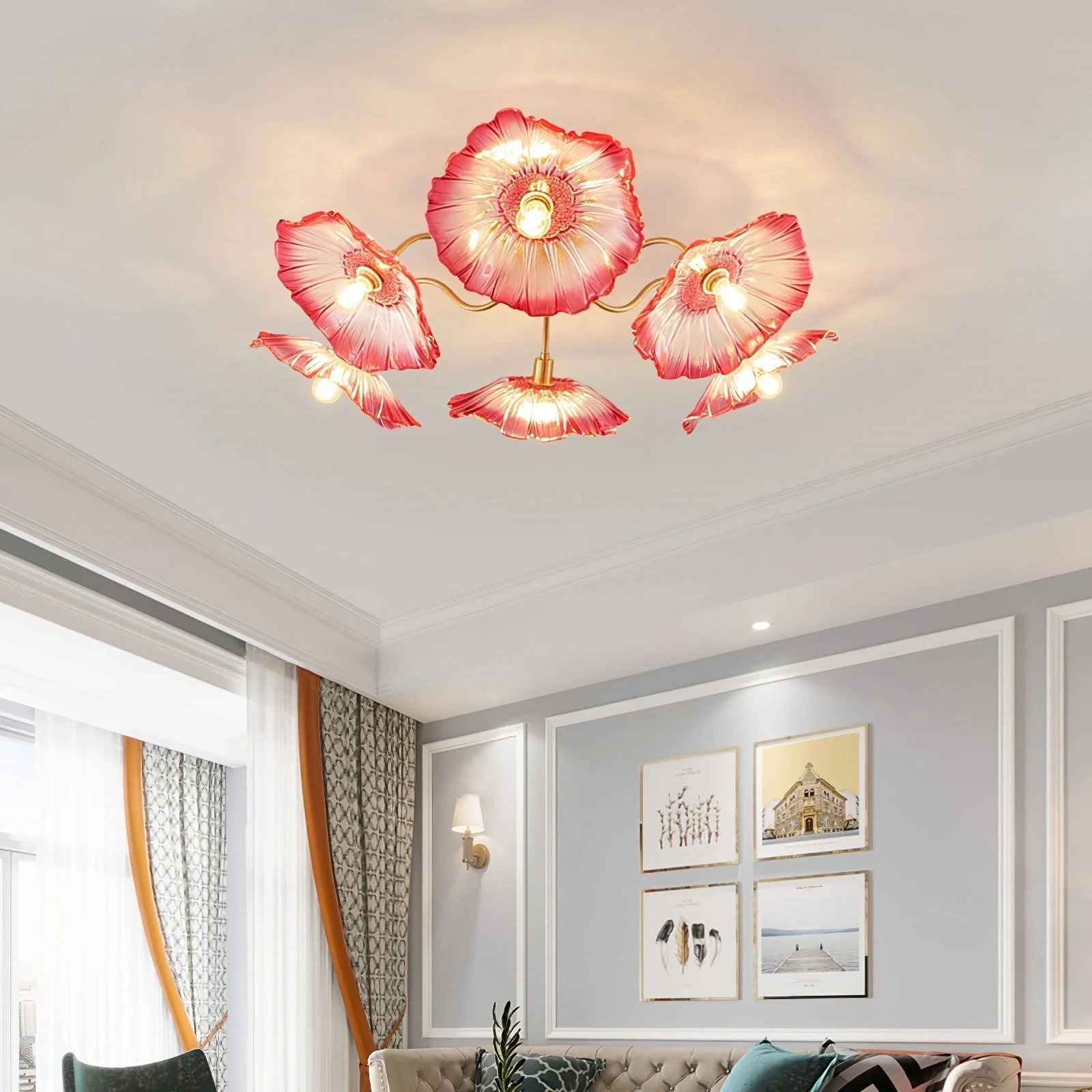 Lotus Leaf Glass Ceiling Lamp - Image 14