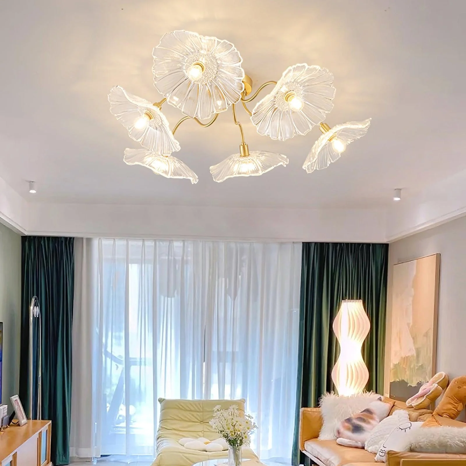 Lotus Leaf Glass Ceiling Lamp - Image 3