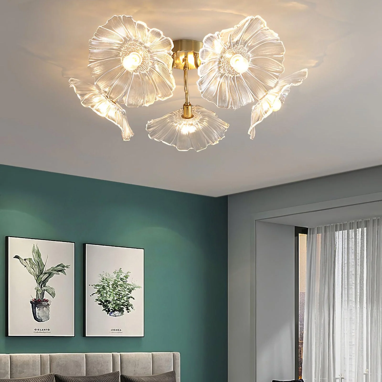 Lotus Leaf Glass Ceiling Lamp - Image 9