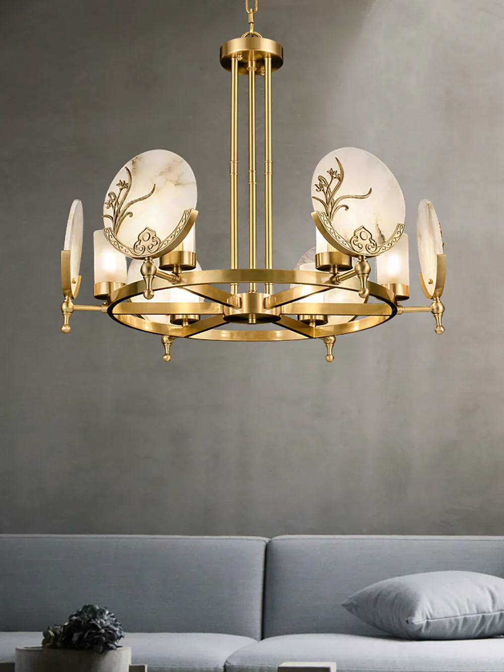Luxury Marble Amalthea Copper Chandelier - Image 6