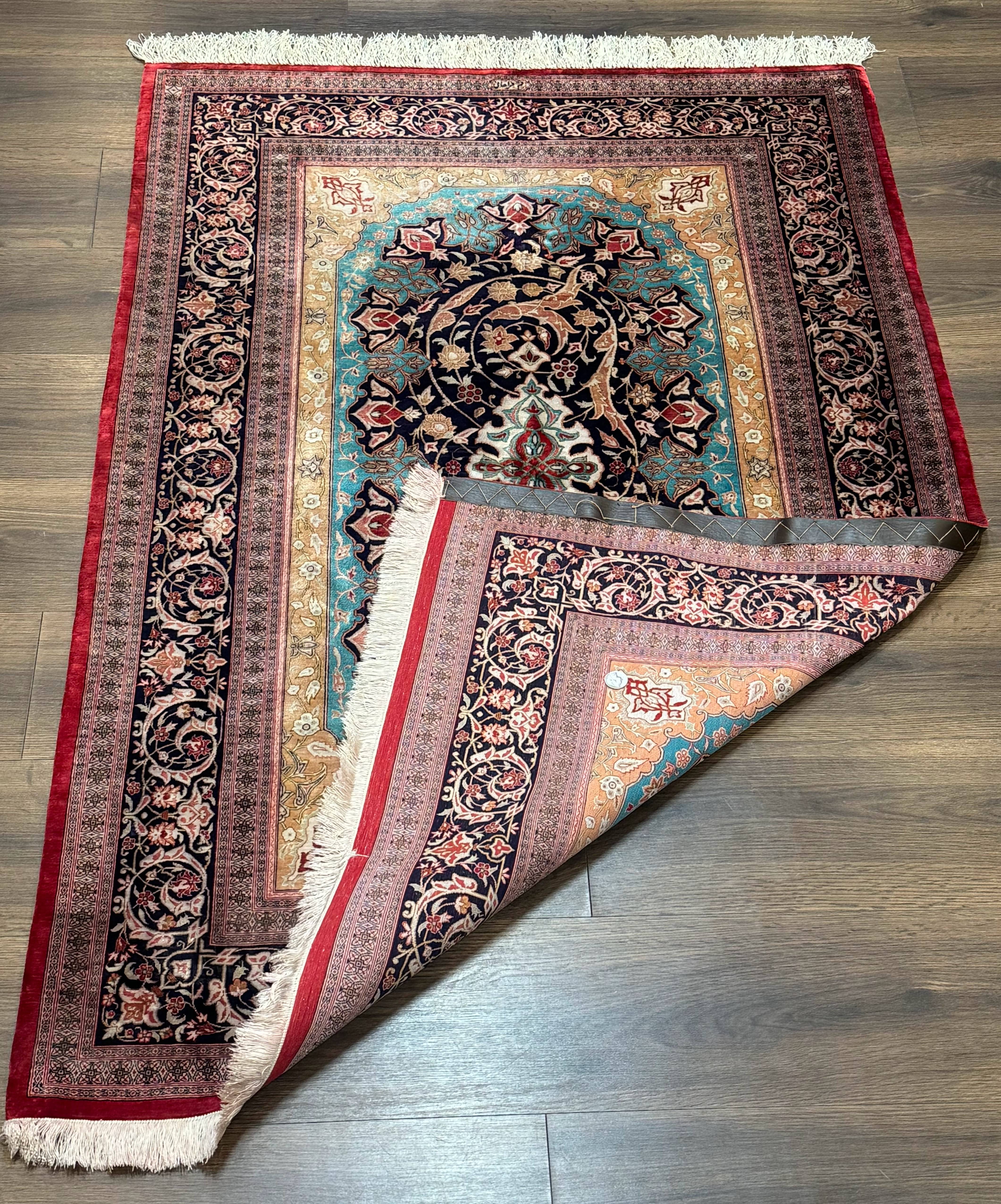 Magnificent Persian Qum Silk Rug 3x5, Exceptionally Fine 780 KPSI, Signed, Rare - Image 11
