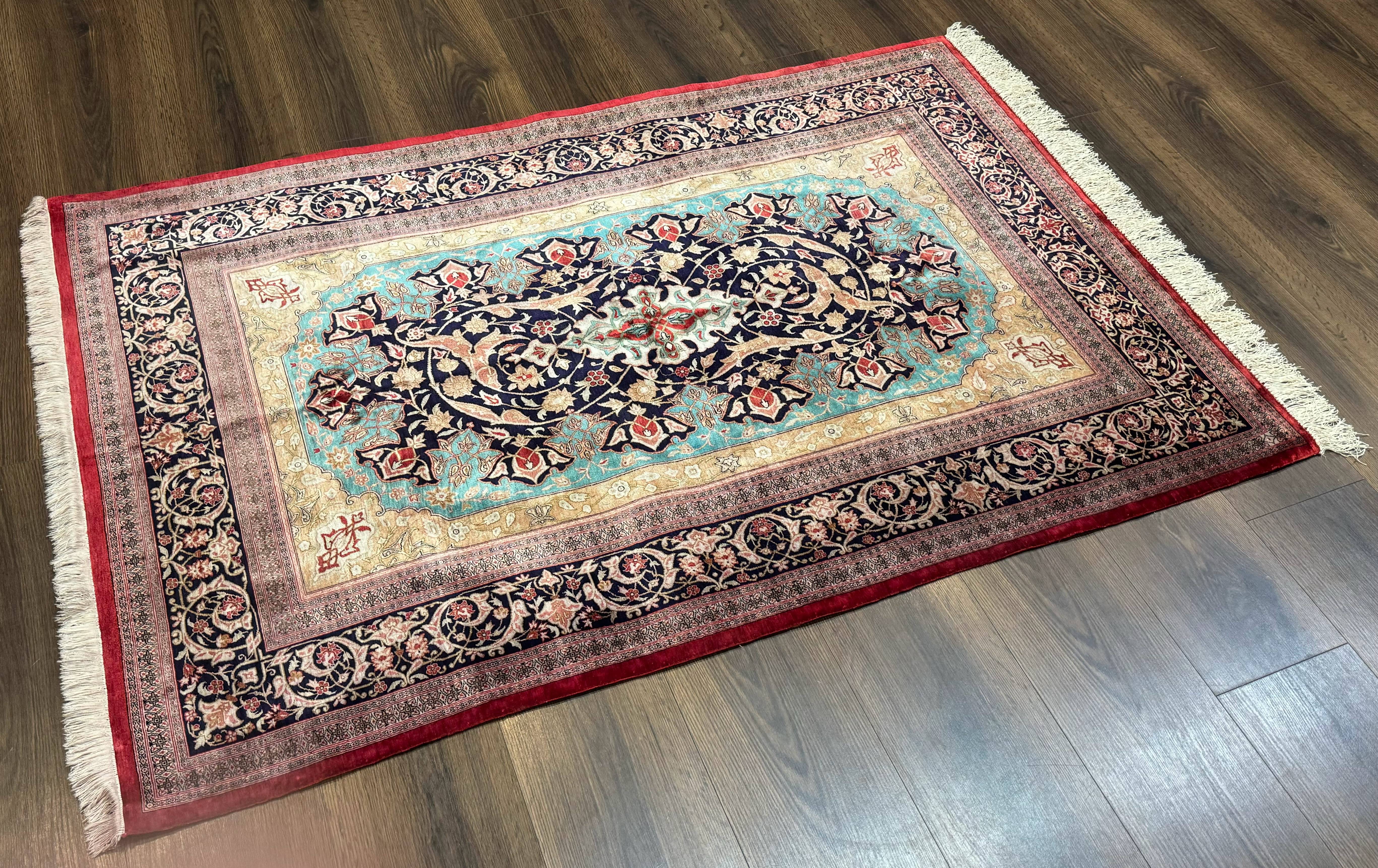 Magnificent Persian Qum Silk Rug 3x5, Exceptionally Fine 780 KPSI, Signed, Rare - Image 12