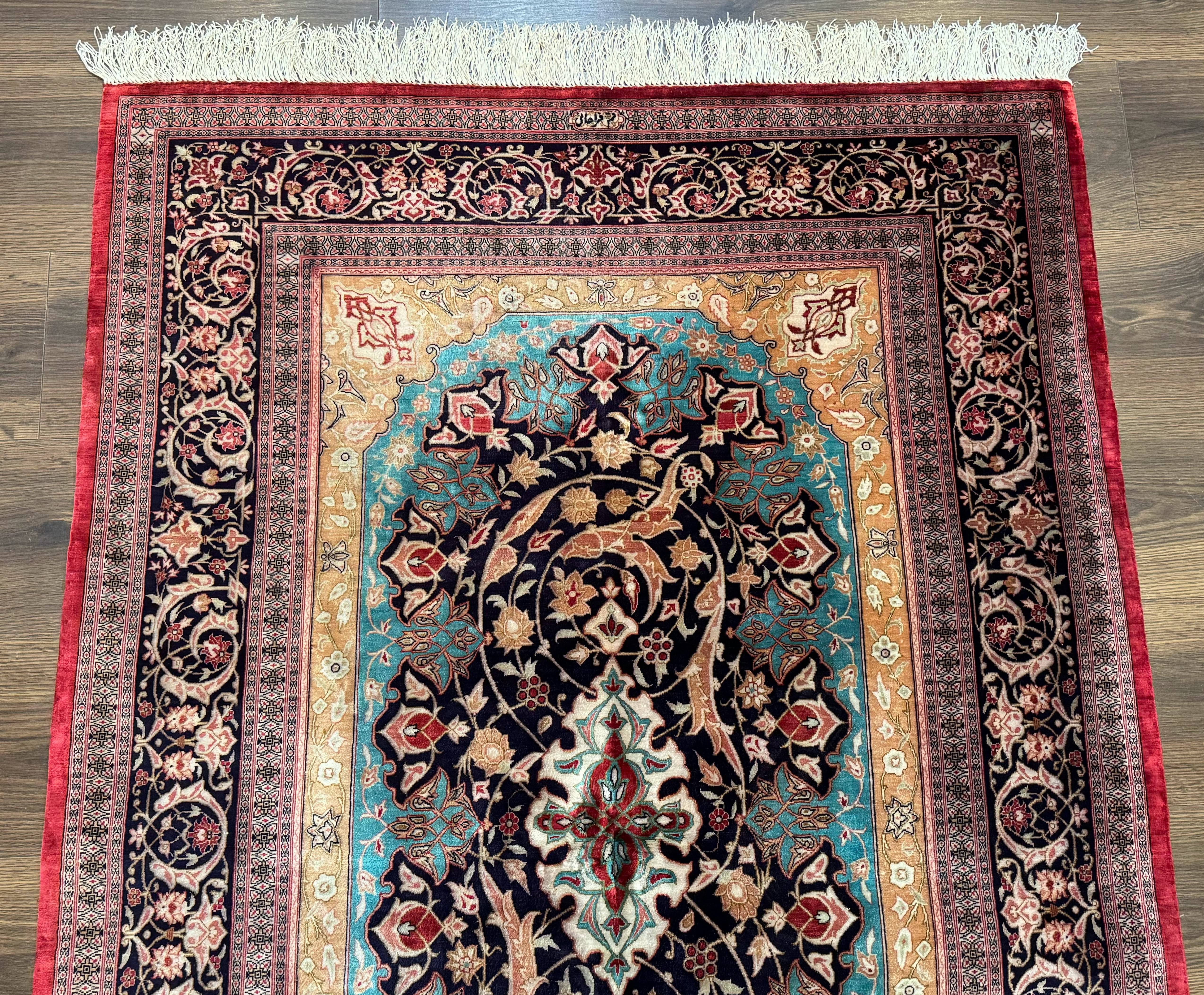 Magnificent Persian Qum Silk Rug 3x5, Exceptionally Fine 780 KPSI, Signed, Rare - Image 2