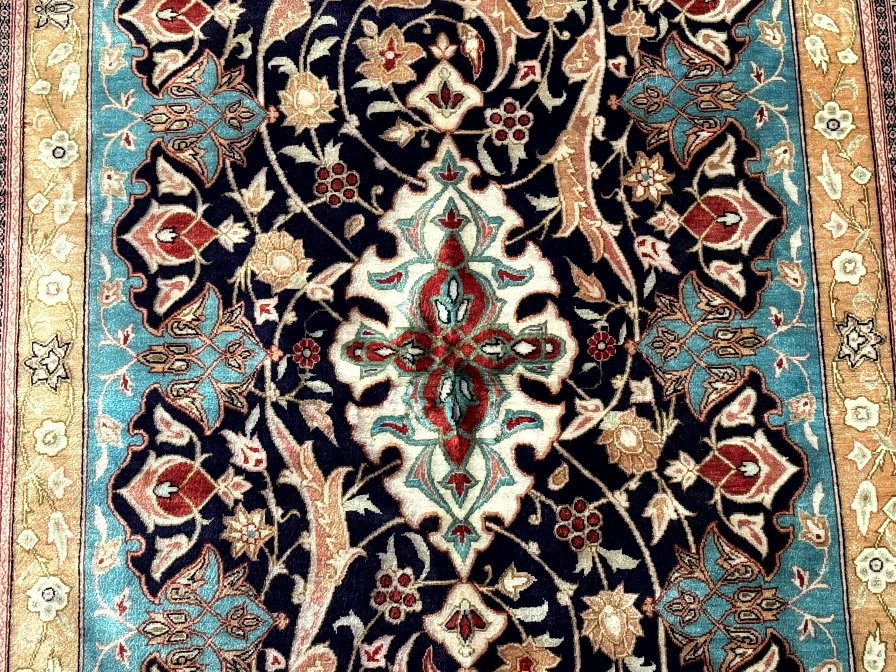 Magnificent Persian Qum Silk Rug 3x5, Exceptionally Fine 780 KPSI, Signed, Rare - Image 4