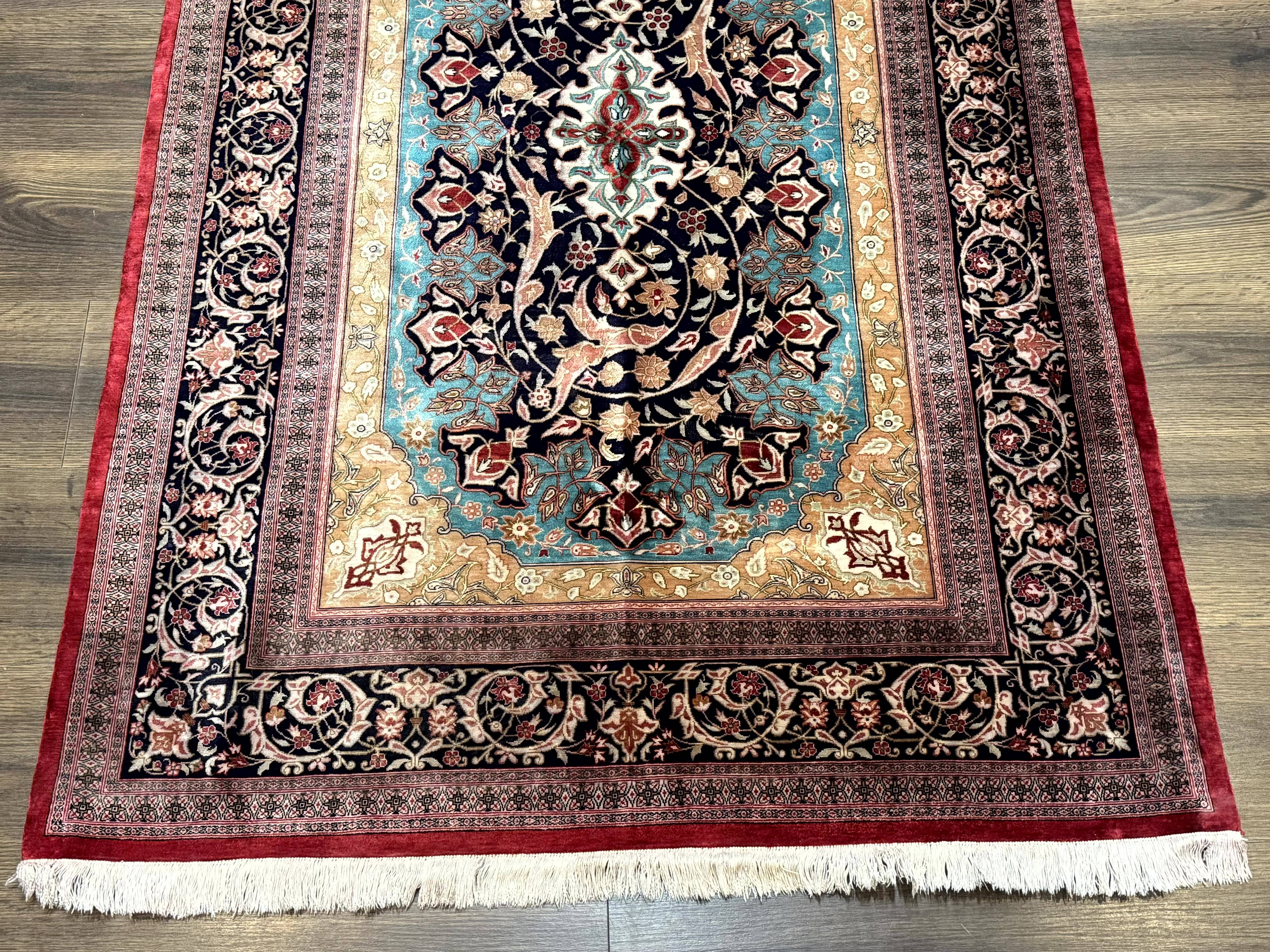 Magnificent Persian Qum Silk Rug 3x5, Exceptionally Fine 780 KPSI, Signed, Rare - Image 5