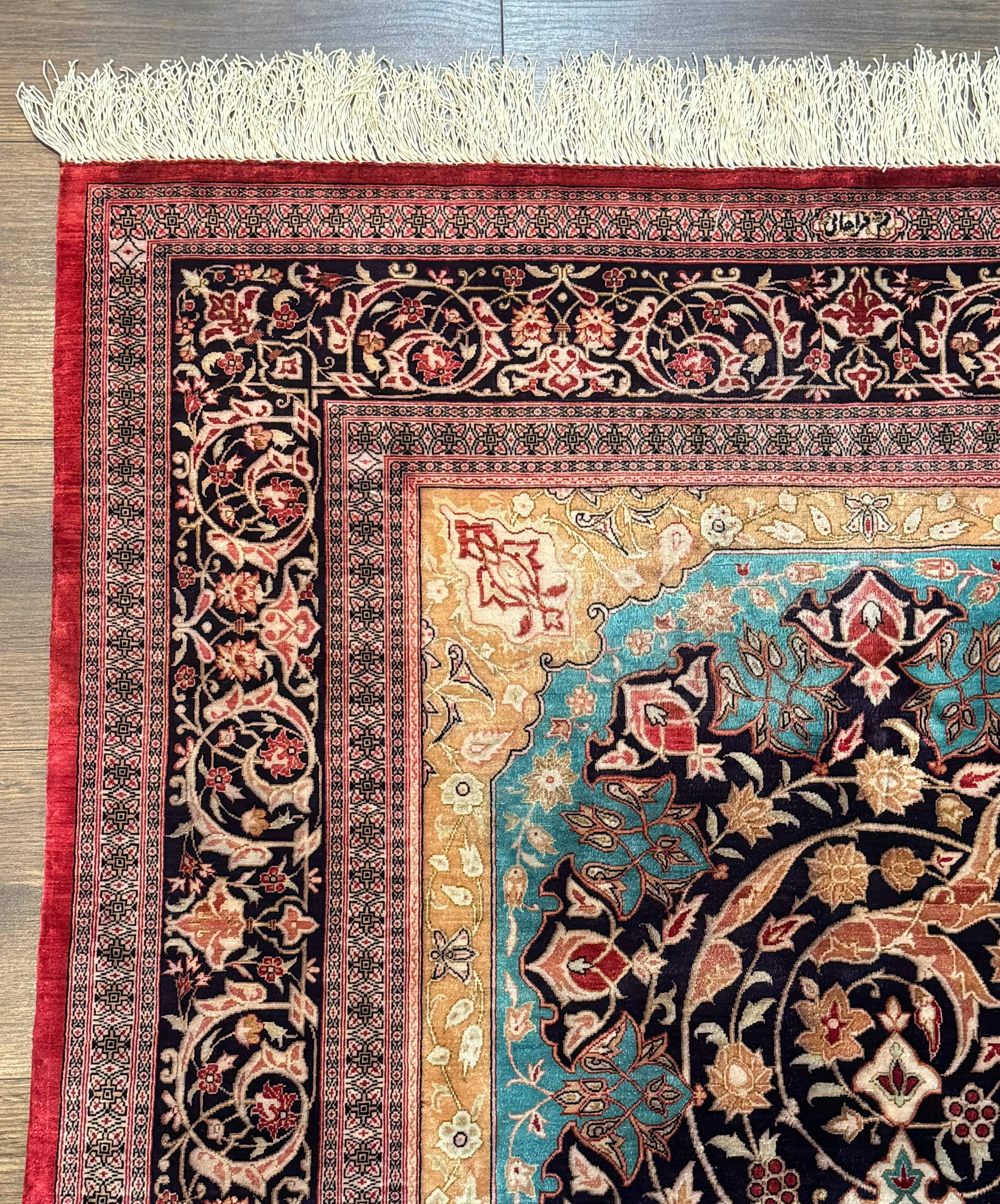 Magnificent Persian Qum Silk Rug 3x5, Exceptionally Fine 780 KPSI, Signed, Rare - Image 6