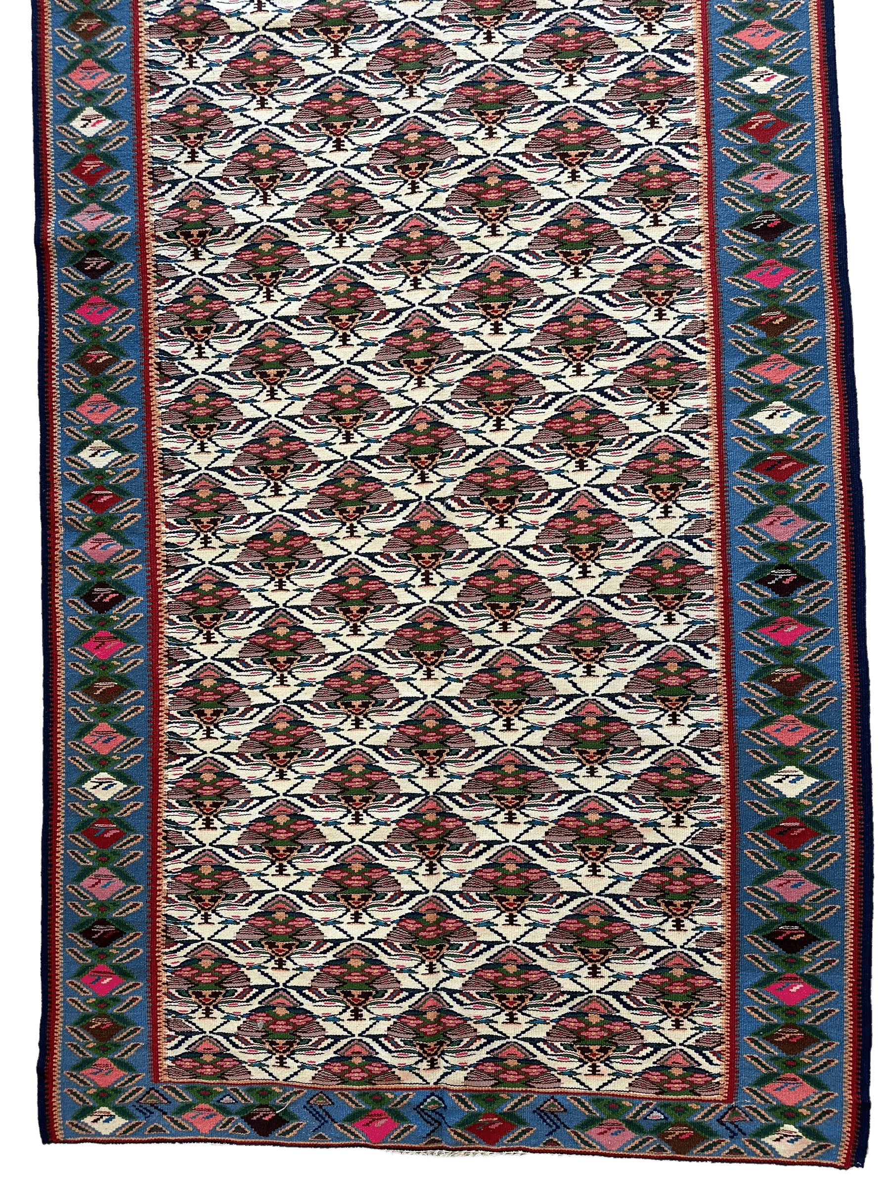 Masterpiece Vintage Persian Senneh Kilim Runner Rug 4’ x 9’ - Image 4