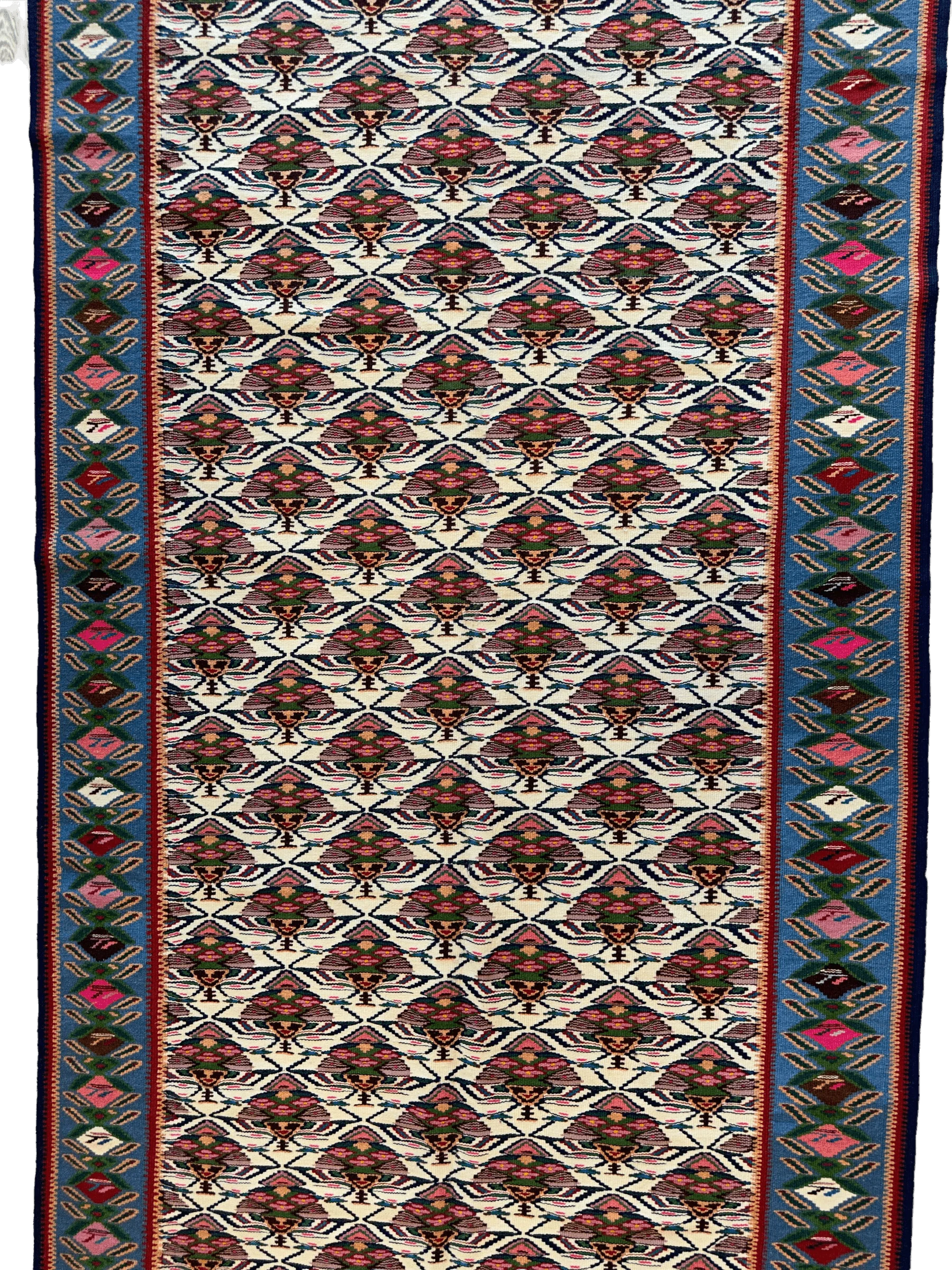 Masterpiece Vintage Persian Senneh Kilim Runner Rug 4’ x 9’ - Image 5
