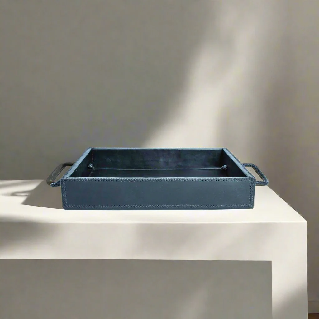 Mesa | Rectangle Ottoman Tray with Embroidered Handles - Image 3