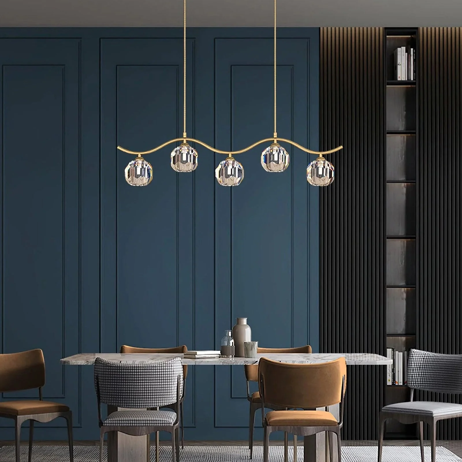 Minimalist Wave Glass Orb Chandelier - Image 13