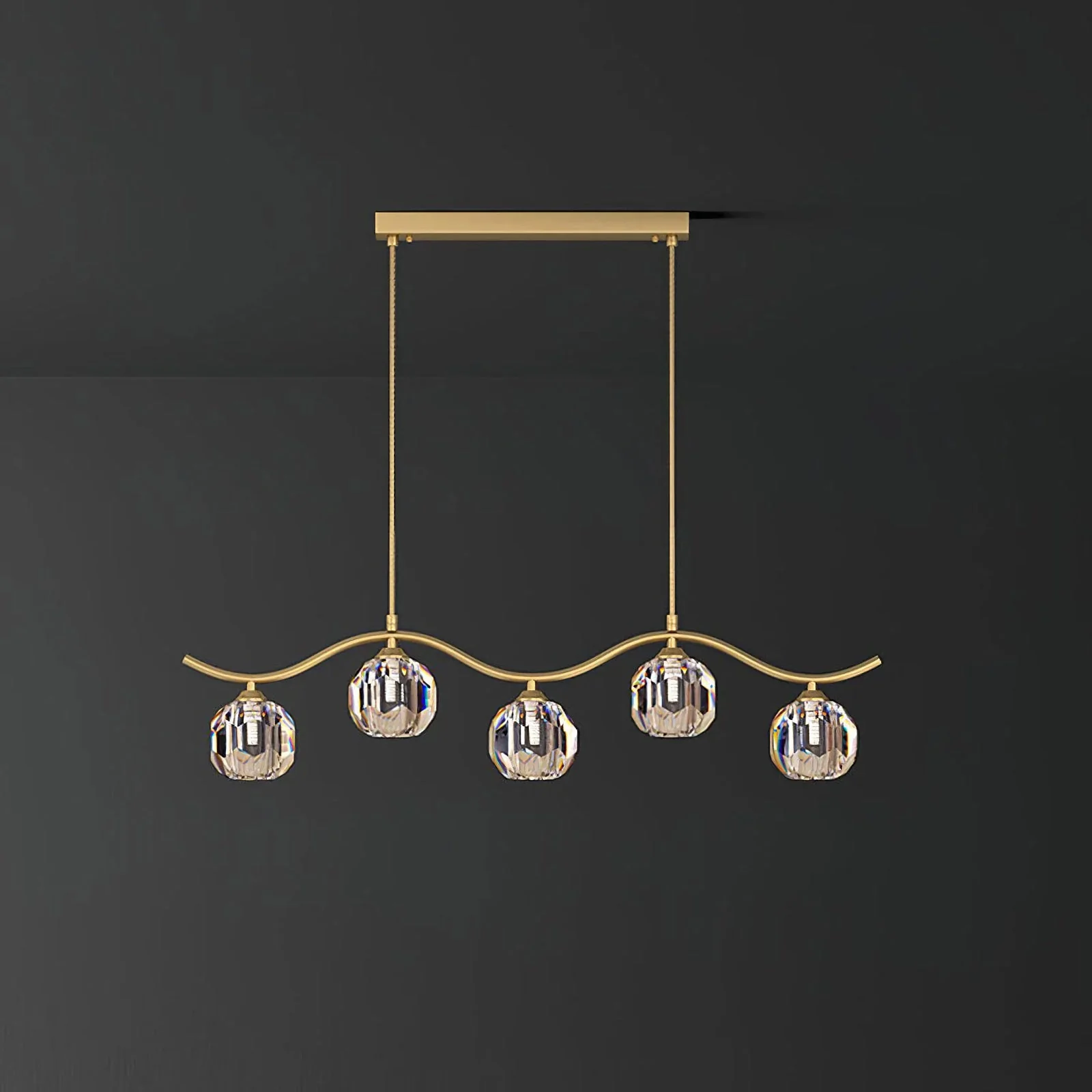 Minimalist Wave Glass Orb Chandelier - Image 16