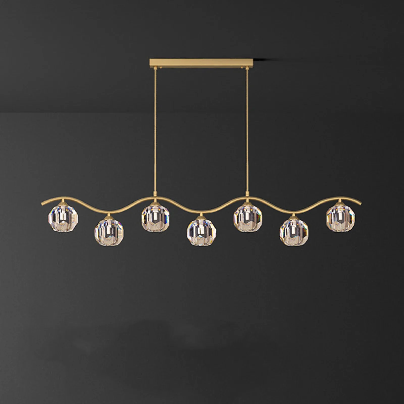 Minimalist Wave Glass Orb Chandelier - Image 17