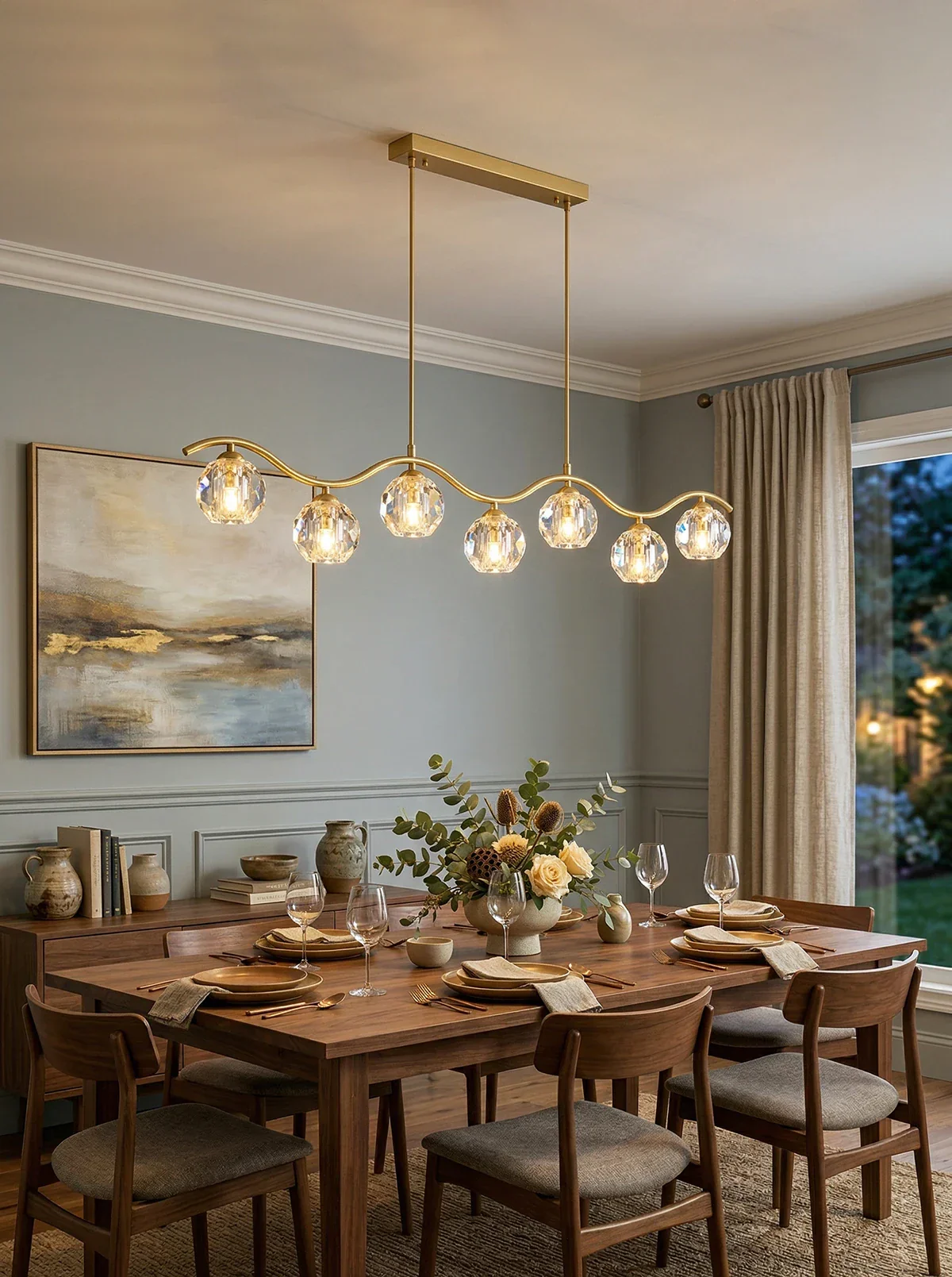 Minimalist Wave Glass Orb Chandelier - Image 2