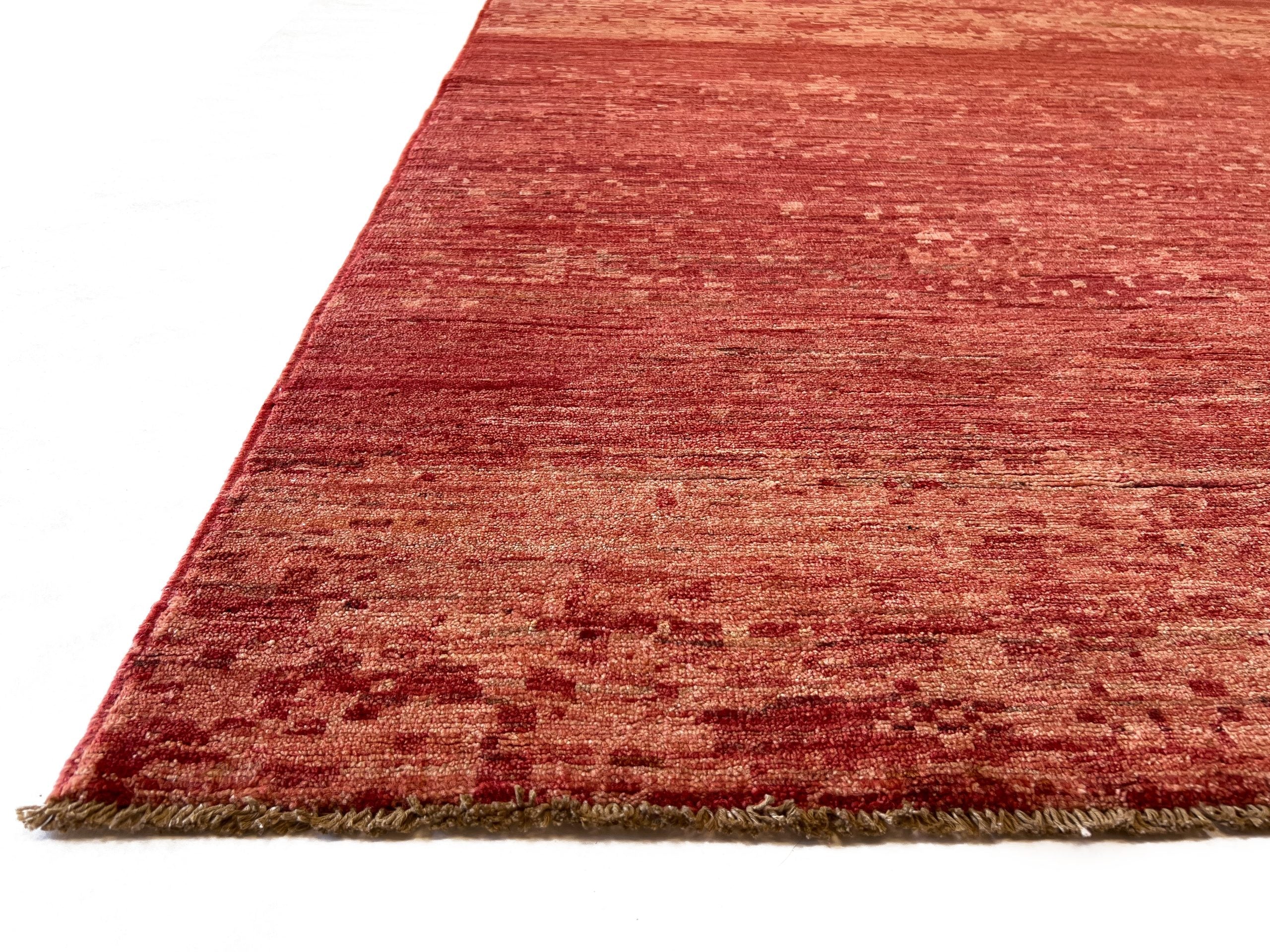 Modern Afghan Gabbeh (9'01"x11'10") coral - Image 4