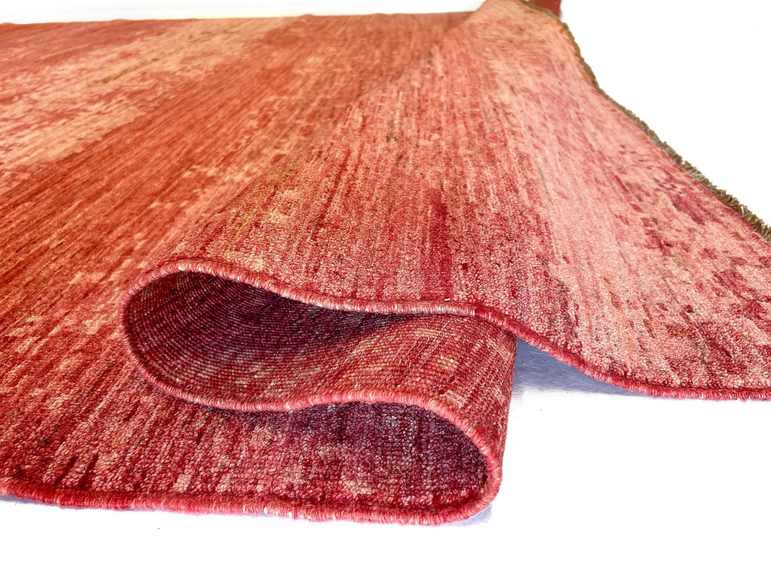 Modern Afghan Gabbeh (9'01"x11'10") coral - Image 6