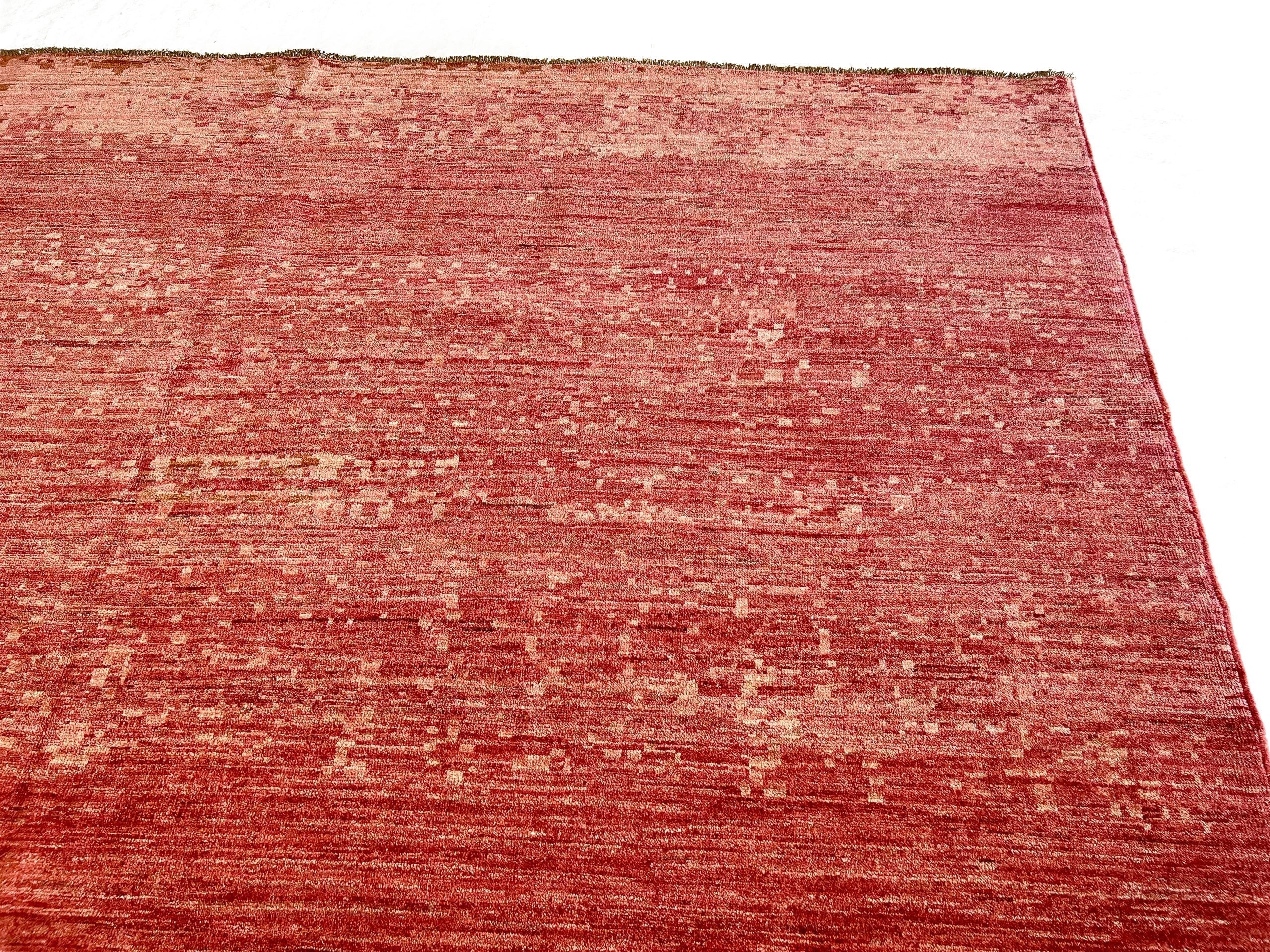 Modern Afghan Gabbeh (9'01"x11'10") coral - Image 7
