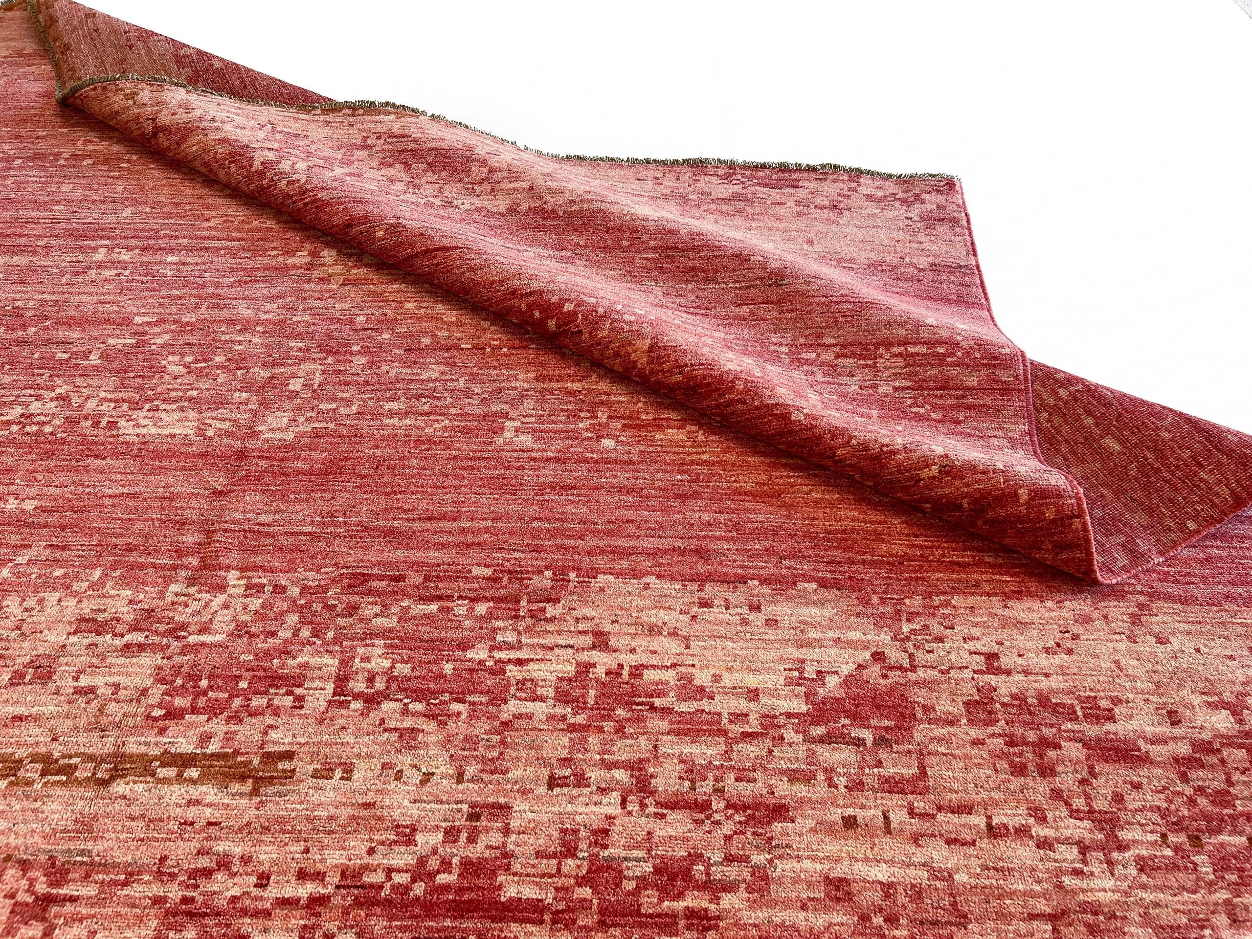 Modern Afghan Gabbeh (9'01"x11'10") coral - Image 8