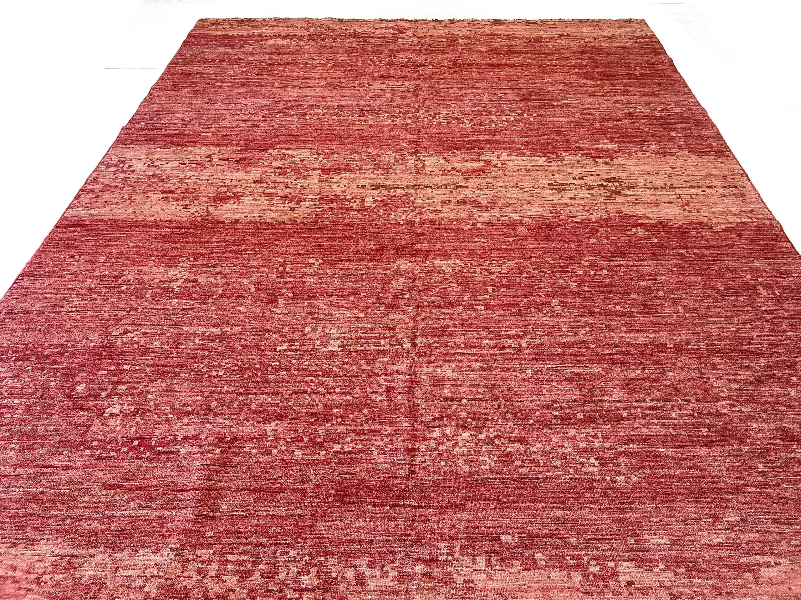 Modern Afghan Gabbeh (9'01"x11'10") coral - Image 9