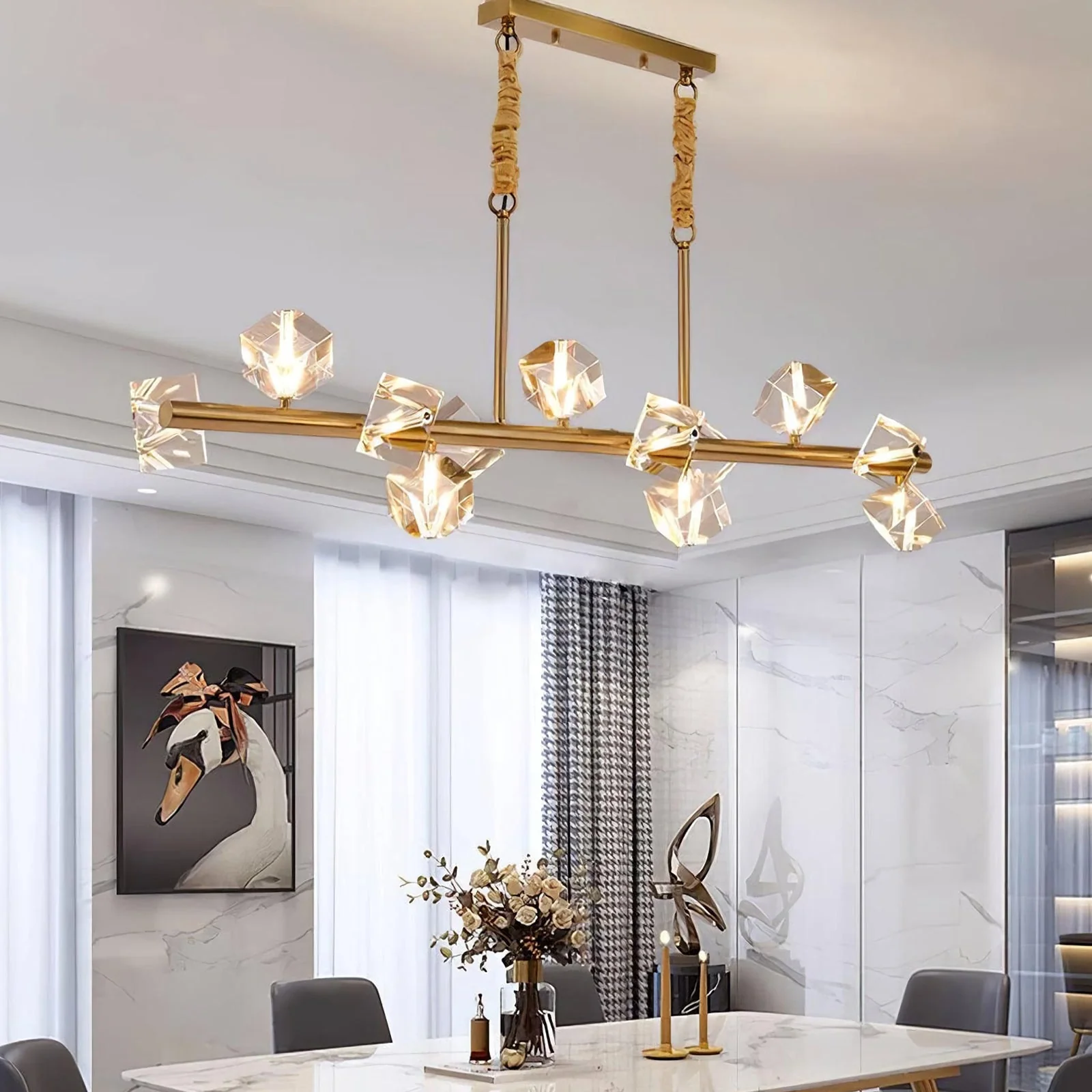 Modern Geometric Crystal Chandelier - Image 11