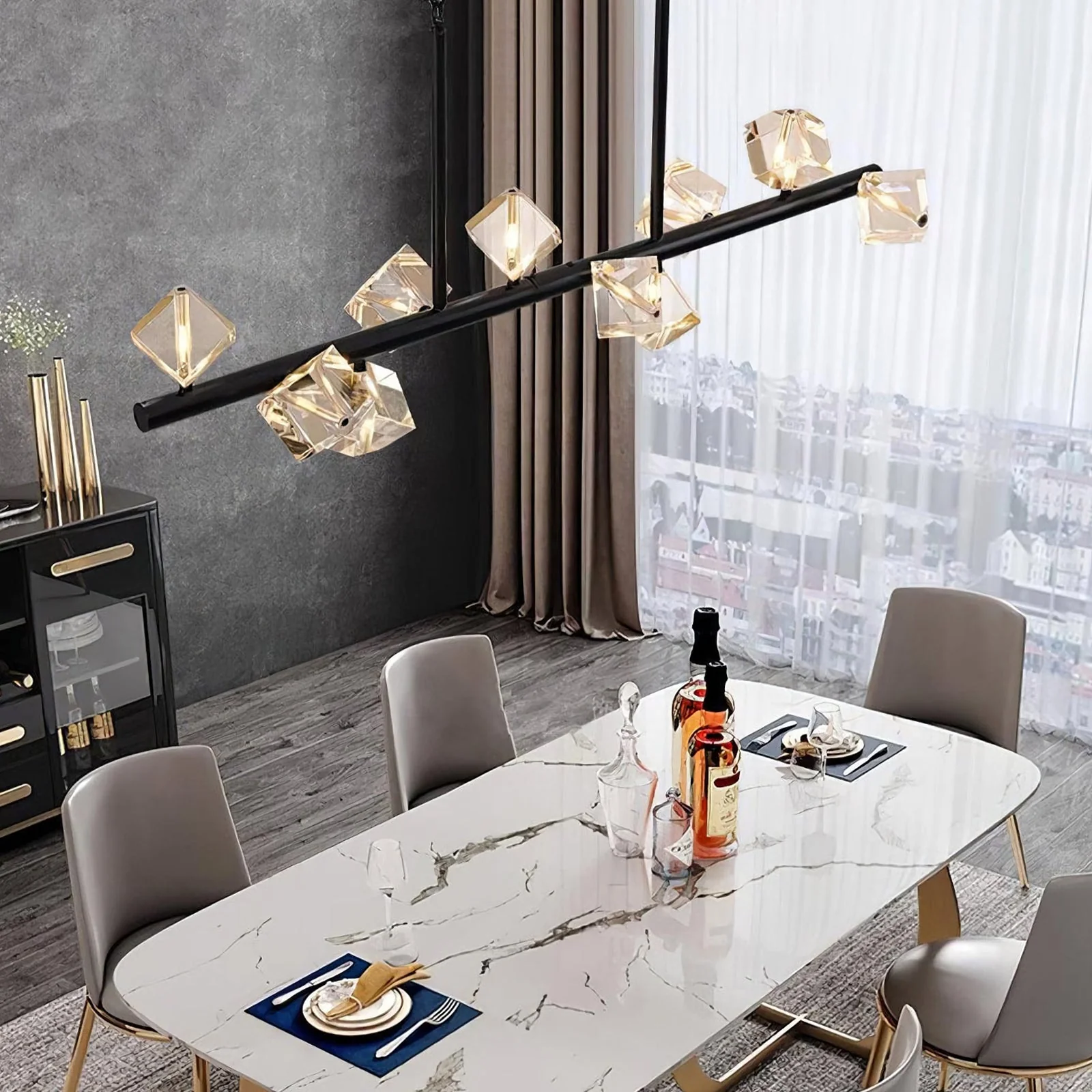 Modern Geometric Crystal Chandelier - Image 8