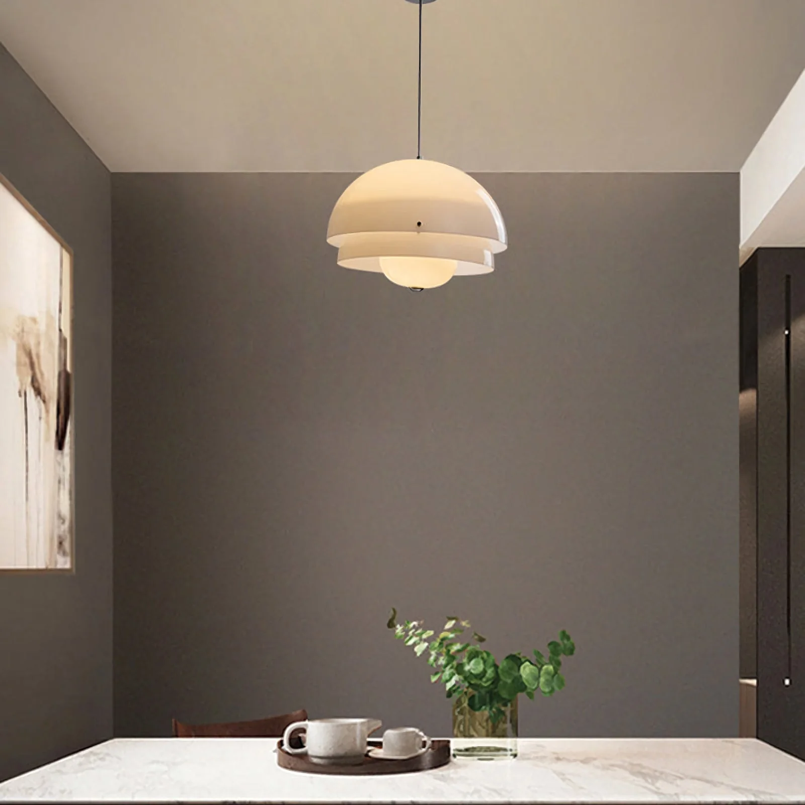 Modern Milk White Layer Pendant Lamp - Image 9