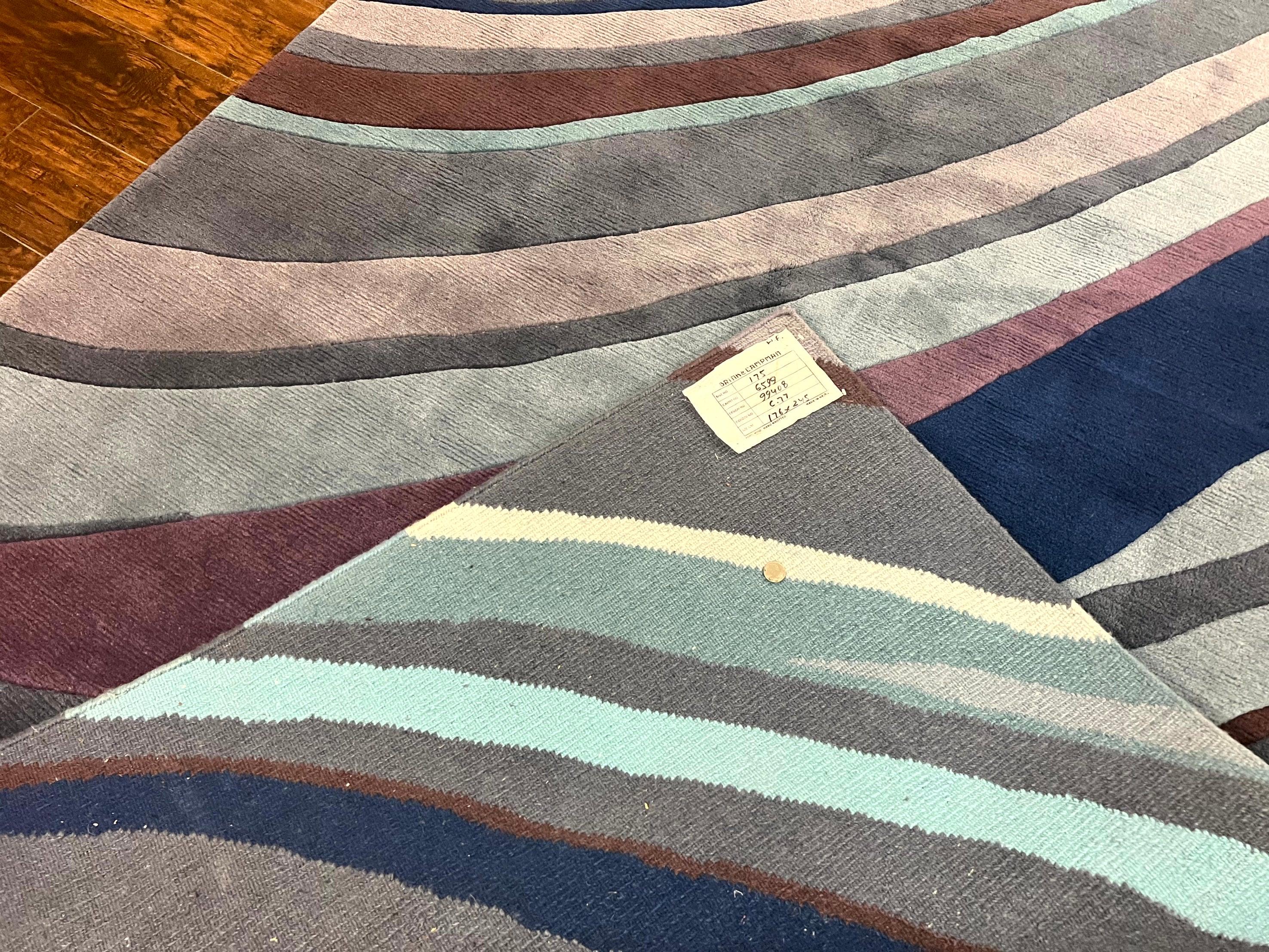 Modern Nepali Handmade Wool Rug 6x8, Blues Gray Mauve, Abstract, Nepali Tibetan Rug - Image 11