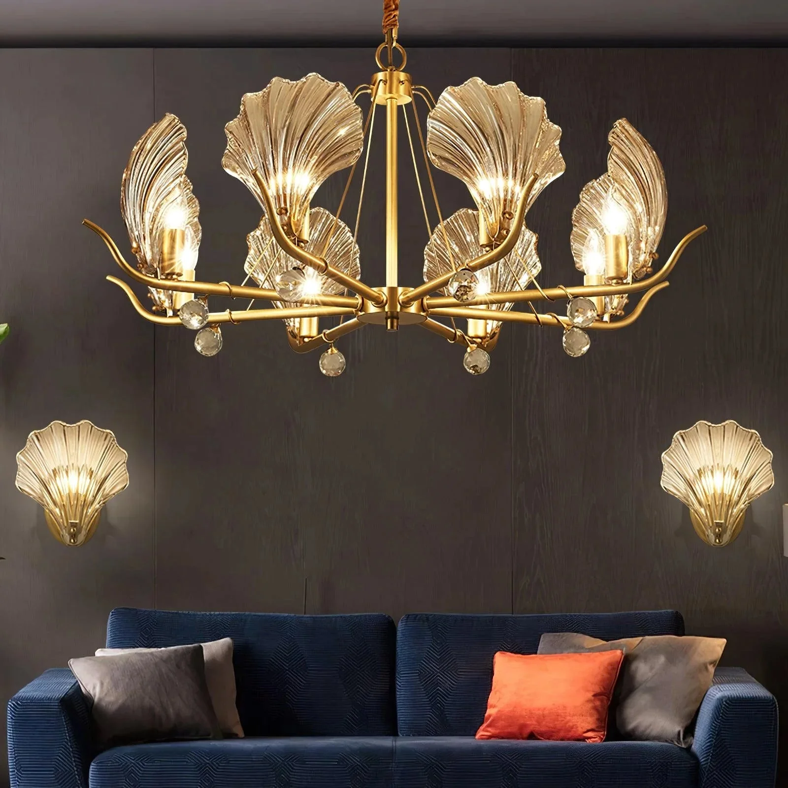 Modern Shell Glass Chandelier - Image 11
