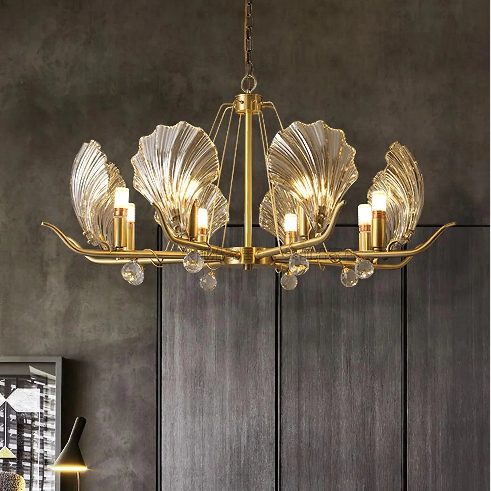 Modern Shell Glass Chandelier - Image 8
