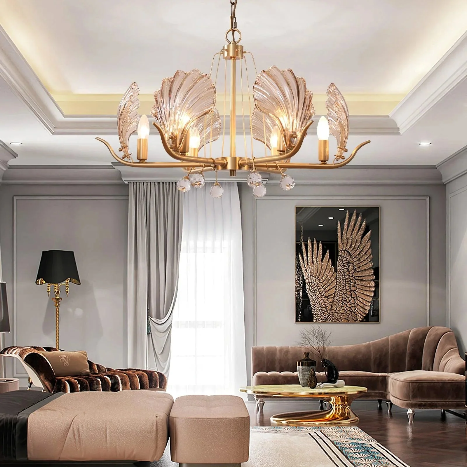 Modern Shell Glass Chandelier - Image 9