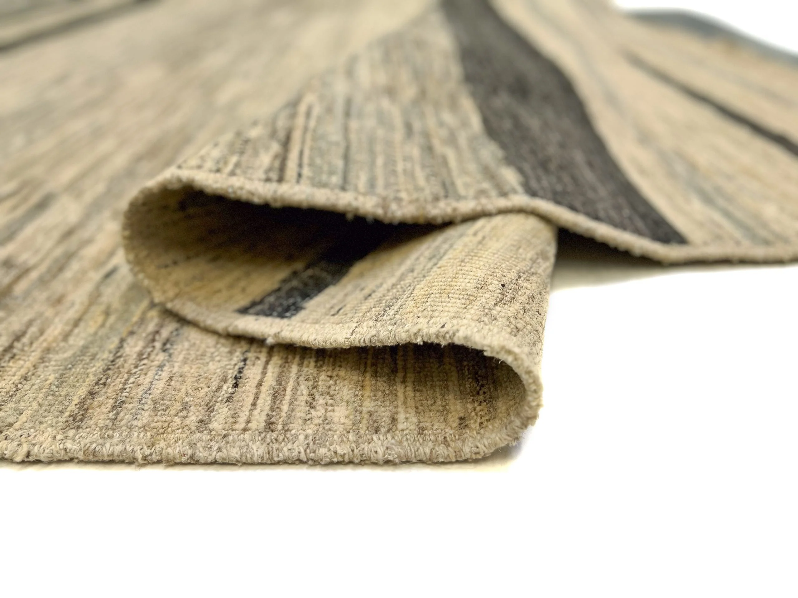 Modern Silk Striped Gabbeh (9'01"x11'11") natural/brown - Image 10