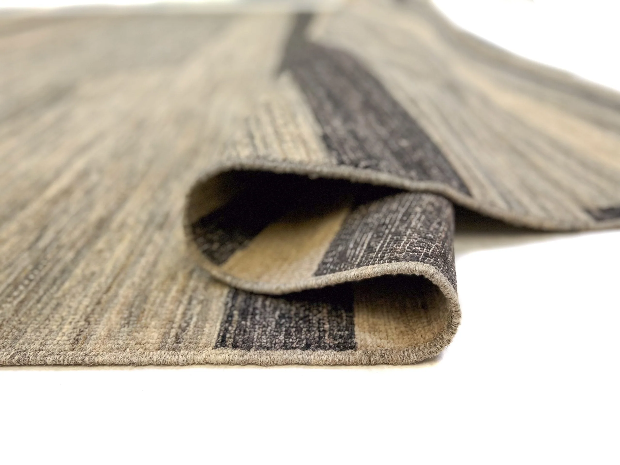Modern Silk Striped Gabbeh (9'01"x11'11") natural/brown - Image 5