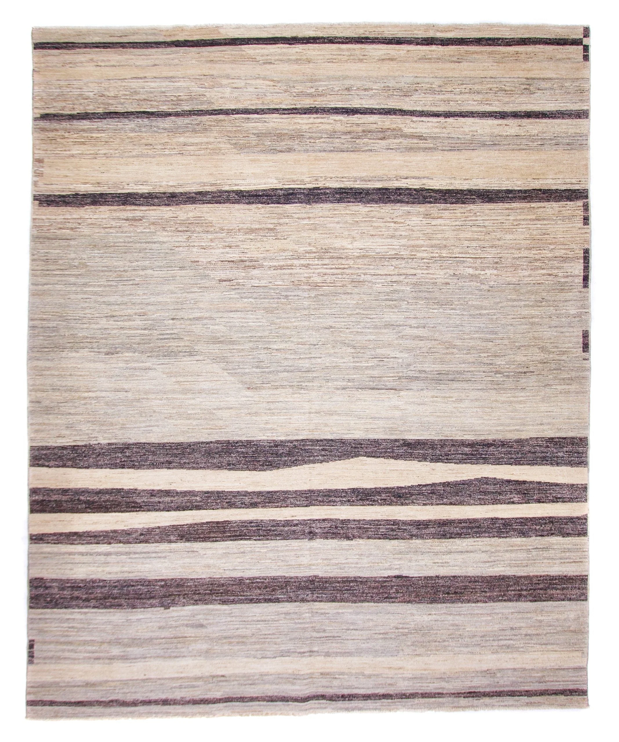 Modern Striped Gabbeh (8'02"x9'11") undyed/natural