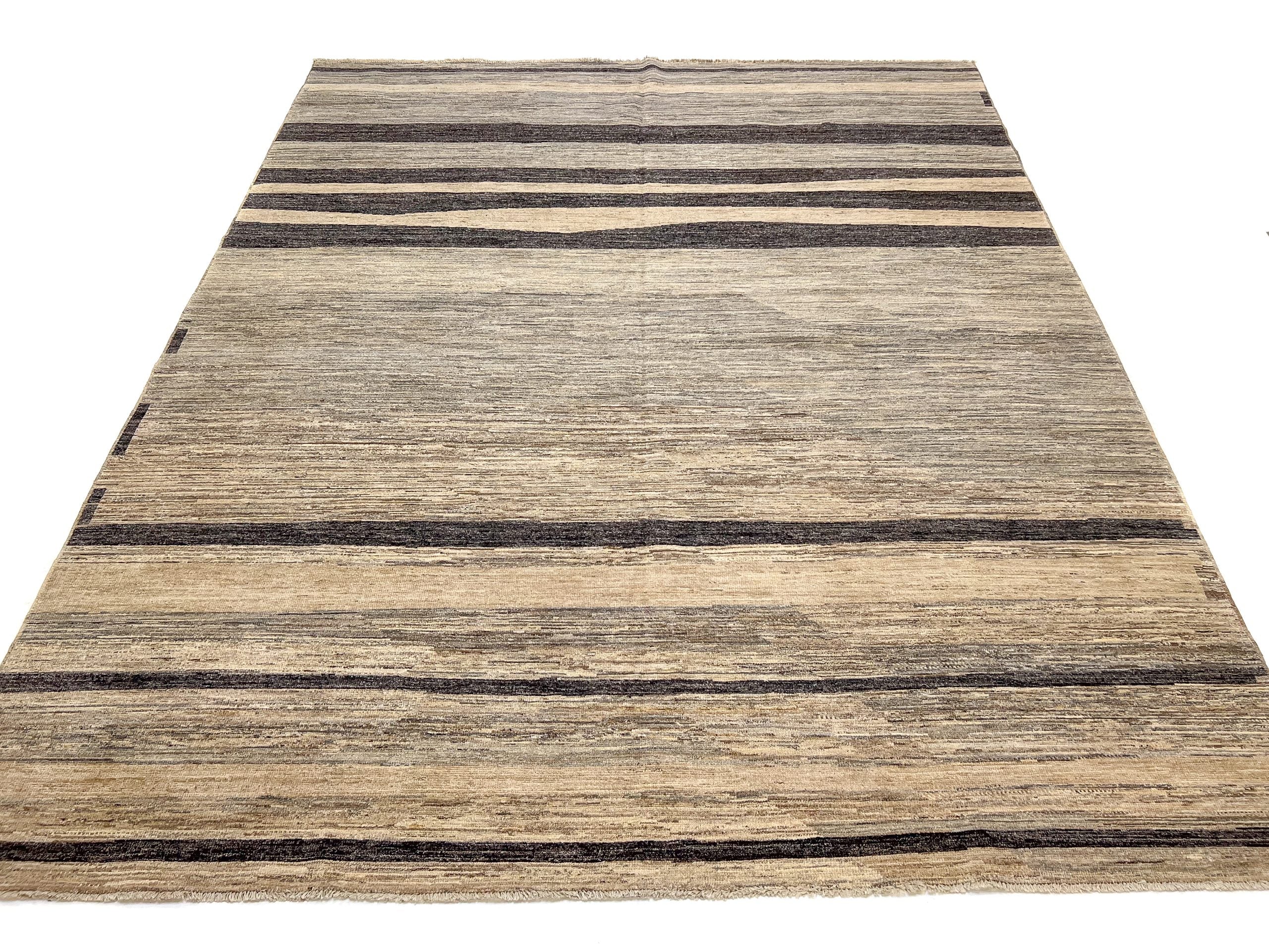 Modern Striped Gabbeh (8'02"x9'11") undyed/natural - Image 8