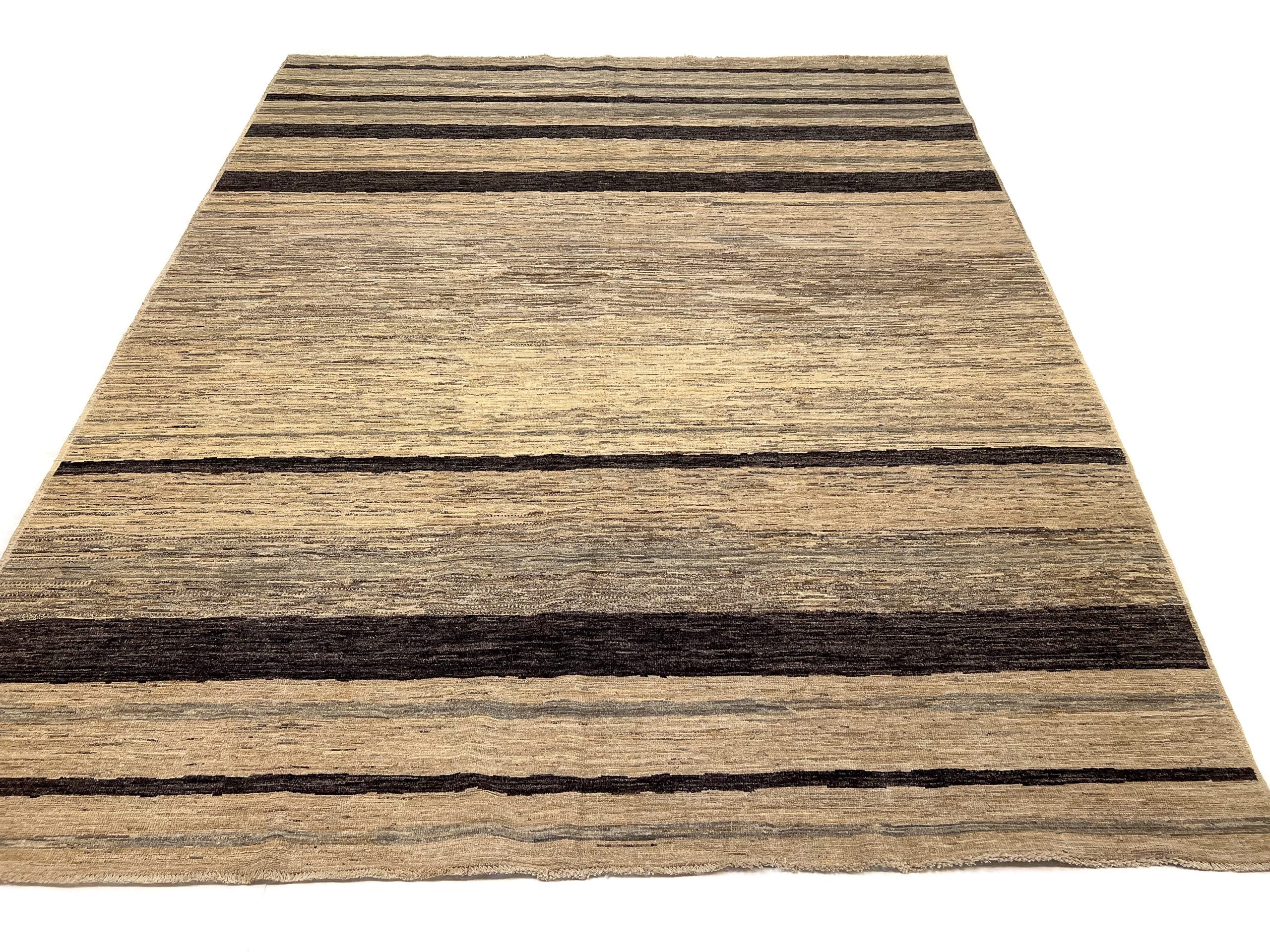 Modern Striped Gabbeh (8'02"x9'11") undyed/natural - Image 7