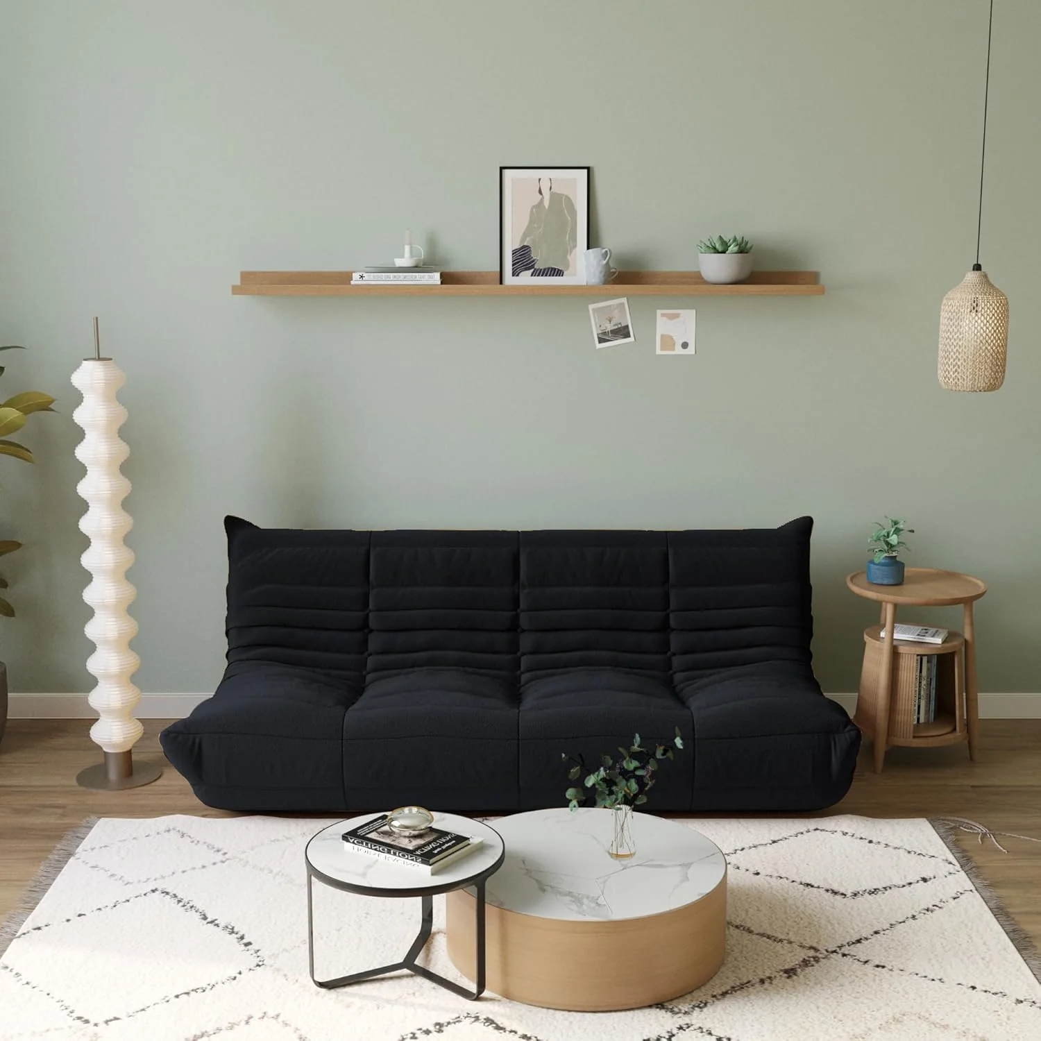 Muku Bouclé Chair - Black - 3 Seater - Image 3