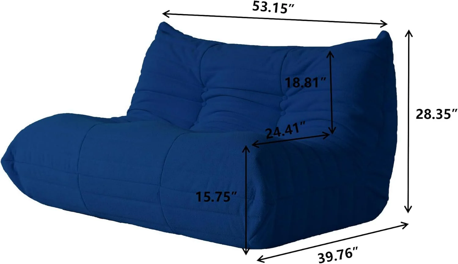 Muku Bouclé Chair - Blue - 2 Seater - Image 5