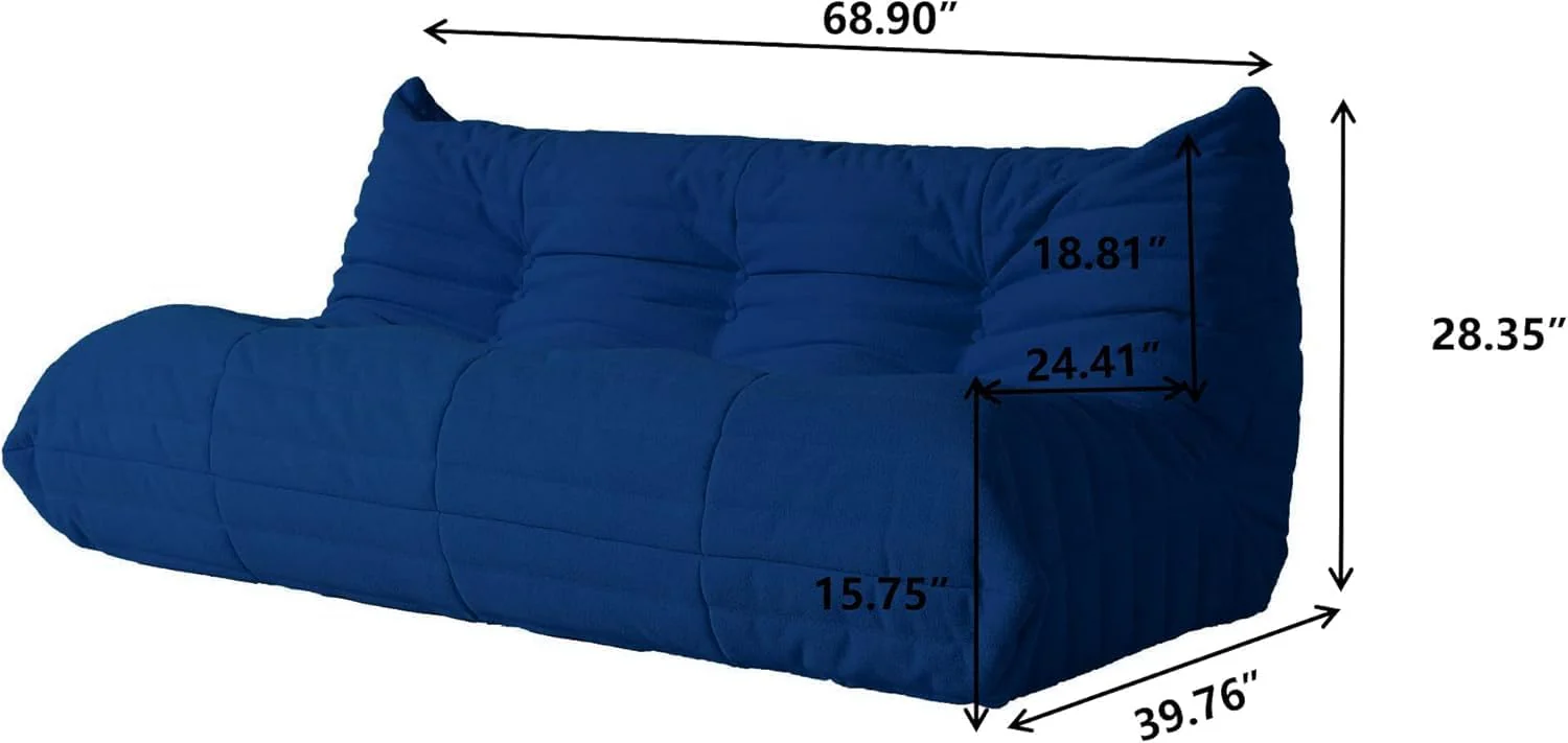 Muku Bouclé Chair - Blue - 3 Seater - Image 5
