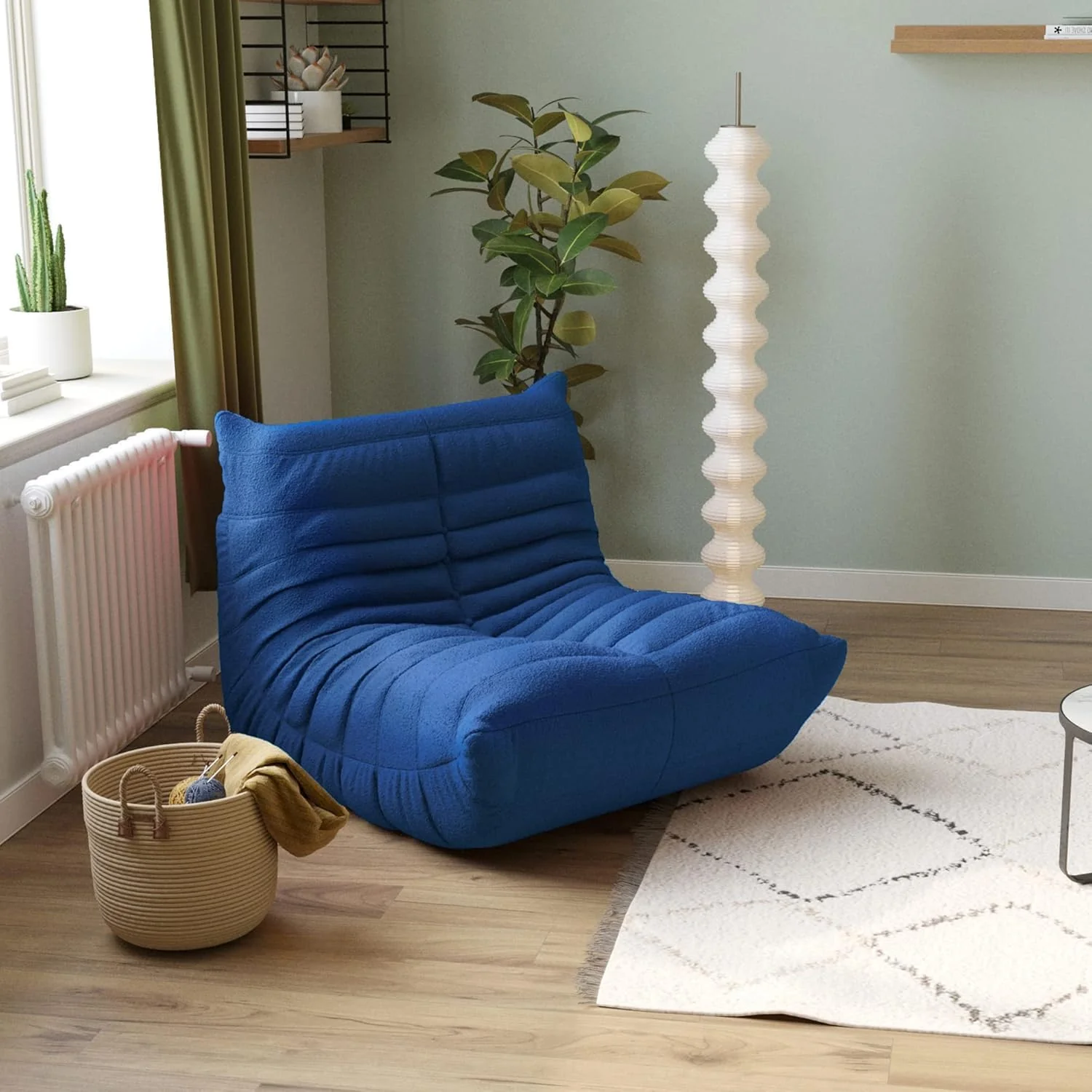 Muku Bouclé Chair - Blue - Single Seater - Image 3