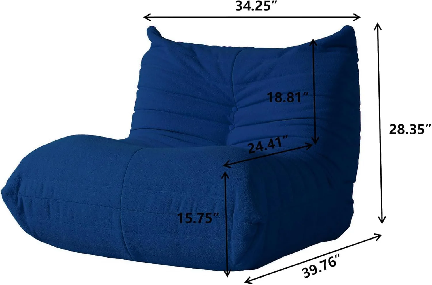 Muku Bouclé Chair - Blue - Single Seater - Image 6