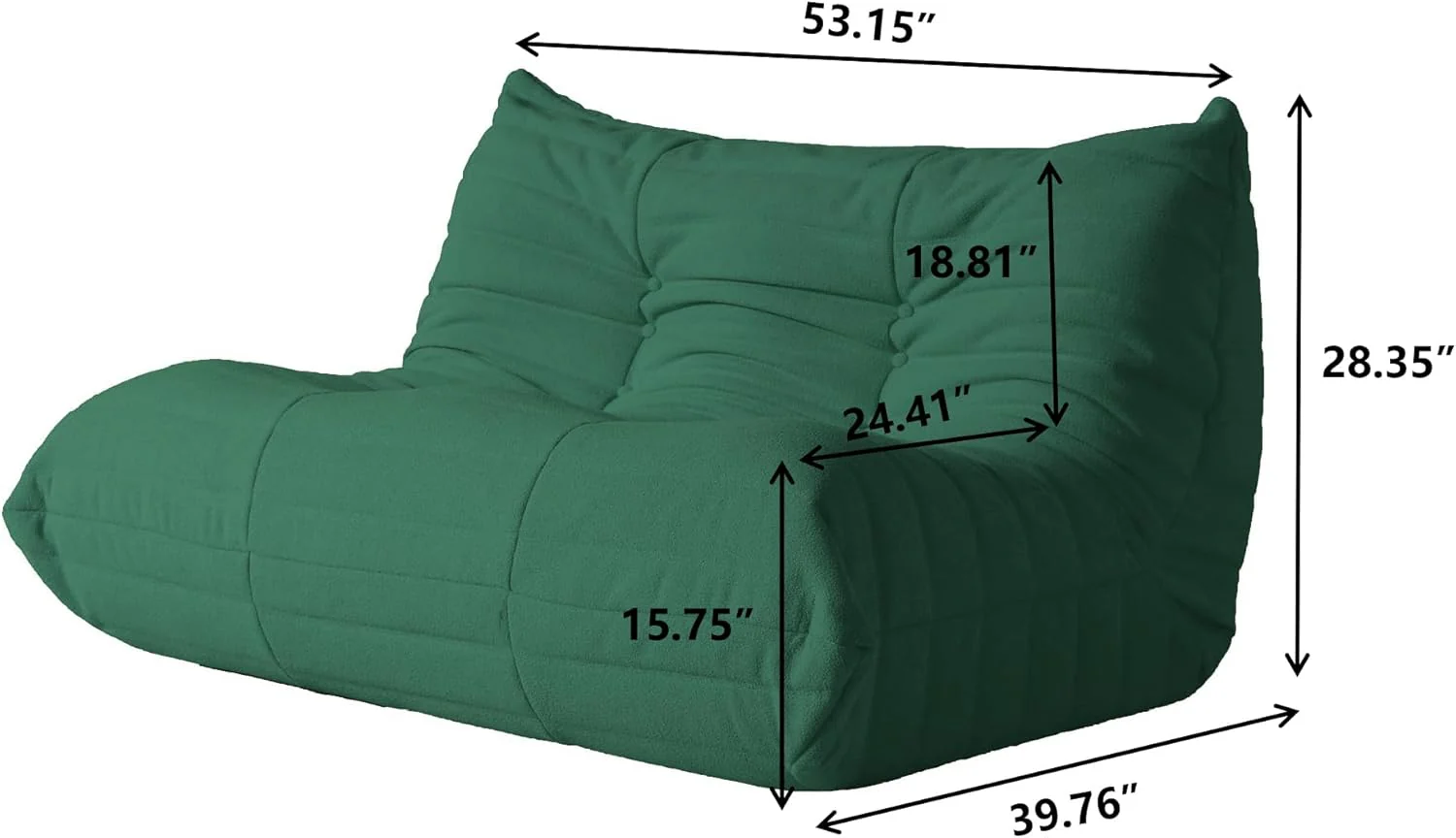 Muku Bouclé Chair - Green - 2 Seater - Image 4